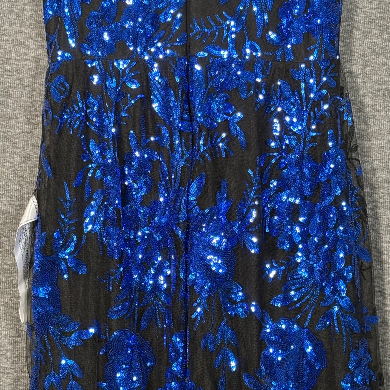 Dress The Population Eleanor Electric Blue Sequin Floral Maxi Gown Womens Large