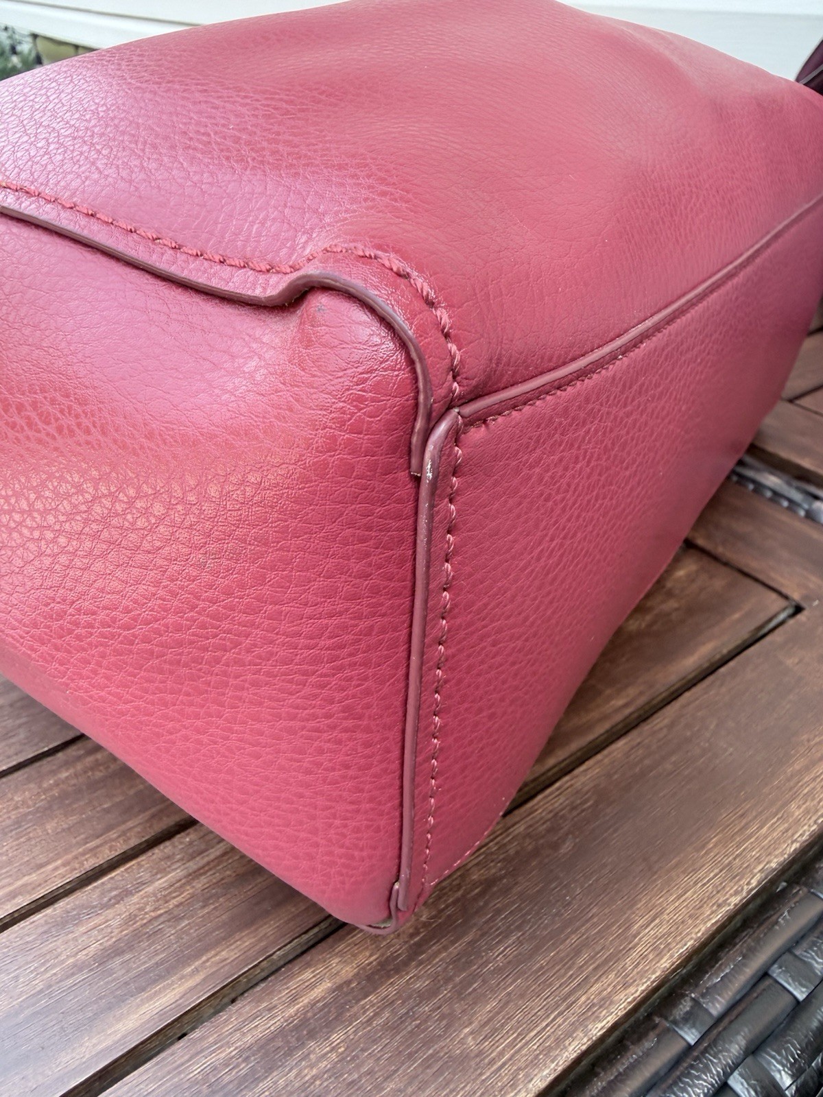 Coach Derby F58660 Red Pebbled Leather Tote Bag/Shoulder/Suede Line