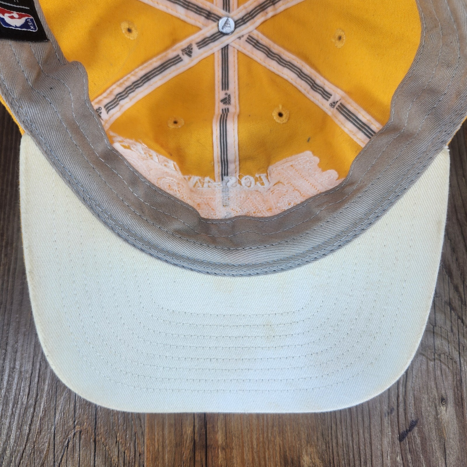 Los Angeles Lakers Adidas 2012 Hat Cap Strapback Yellow Spell Out Frill NBA Logo