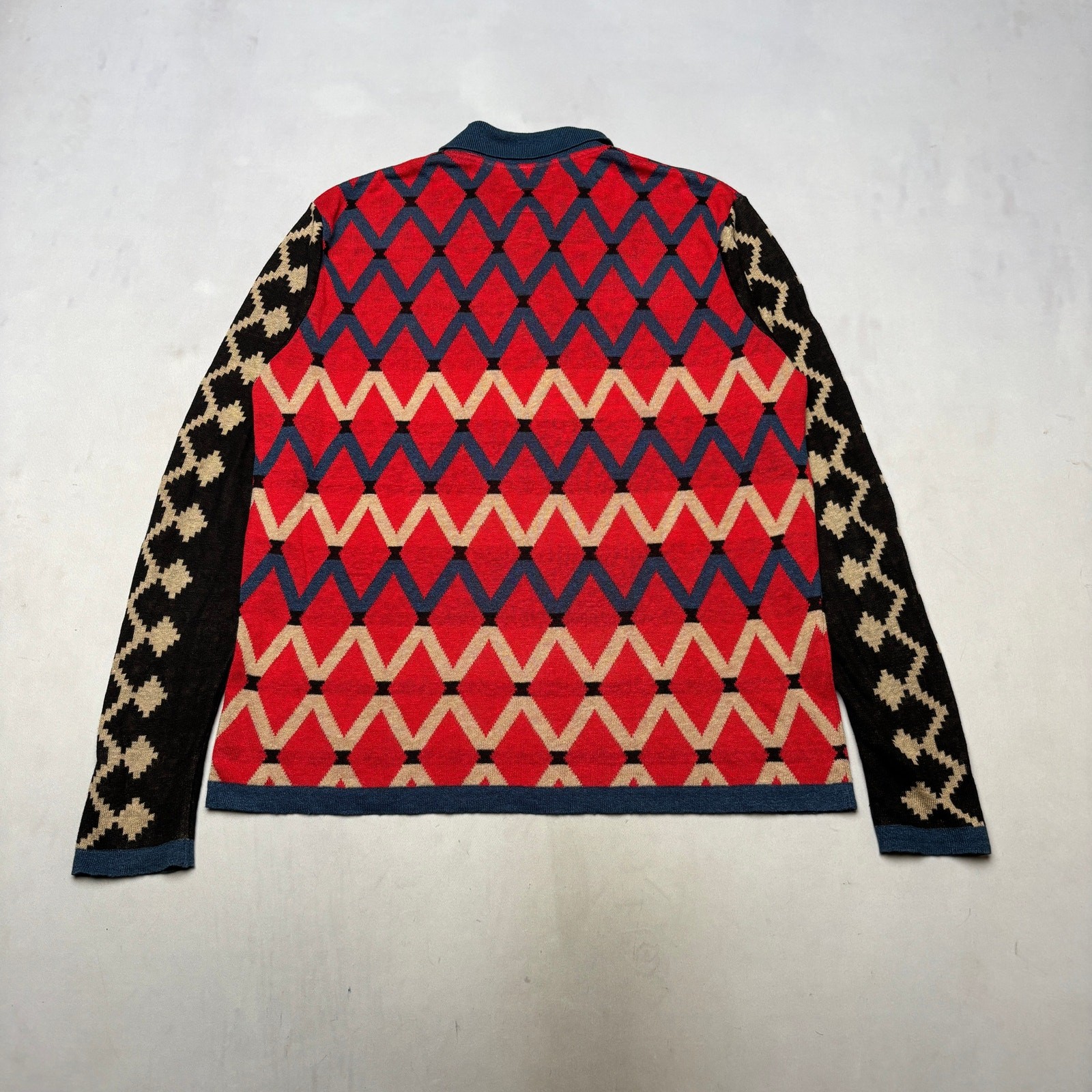 Maxhosa By Laduma Knit Long Sleeve Polo Sweater Men’s Large Linen African Luxury