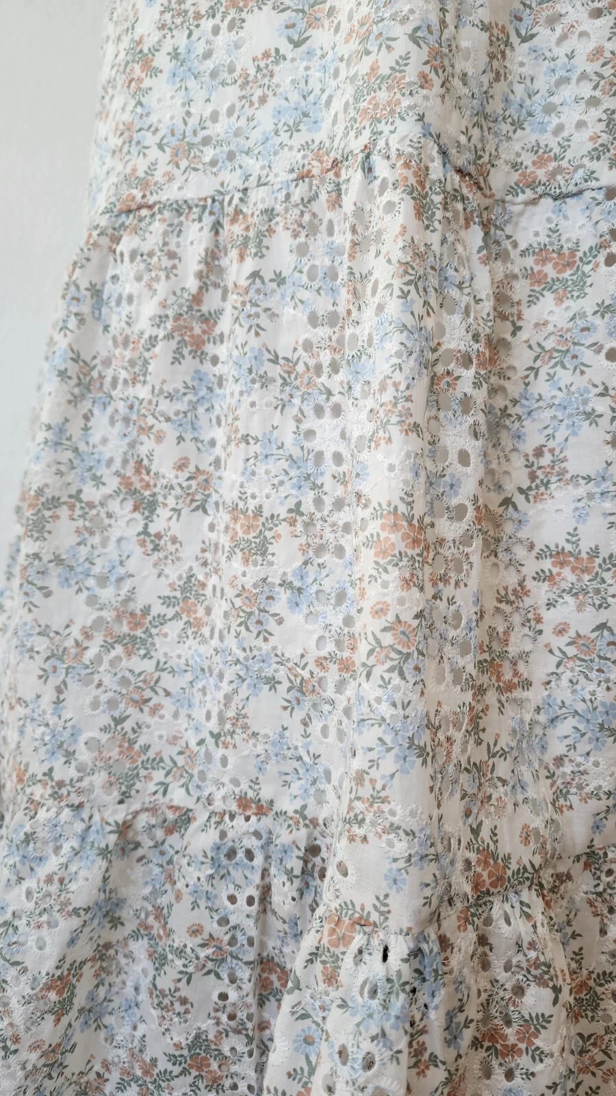 New Anthro Midi Dress Size Small White Floral Eyelet Coquette Cottage Boho Bow