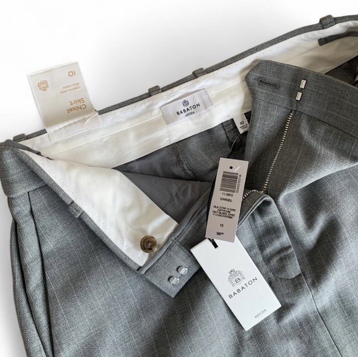 NWT Aritzia Babaton Grey Striped Chisel Mini Skirt – (Re)essential Size 10