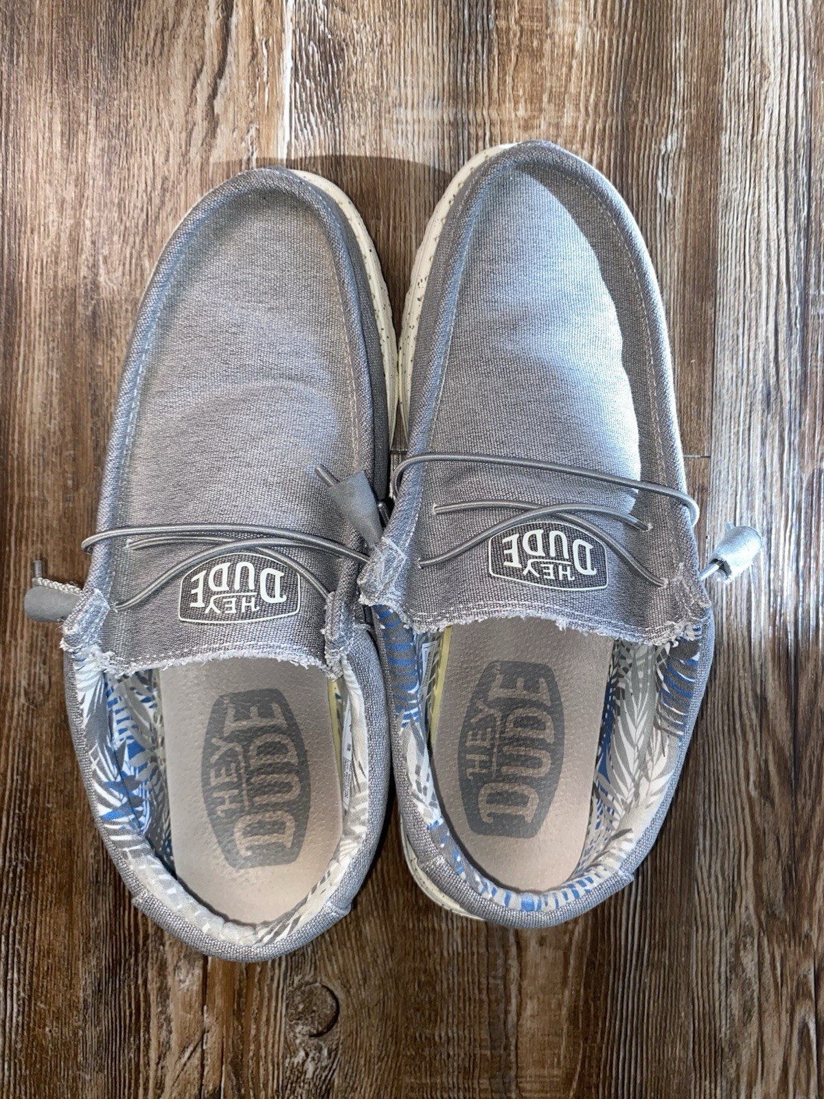 Hey Dude Wally Stretch Canvas Gray Men’s Size 11 Casual Slip On Loafers