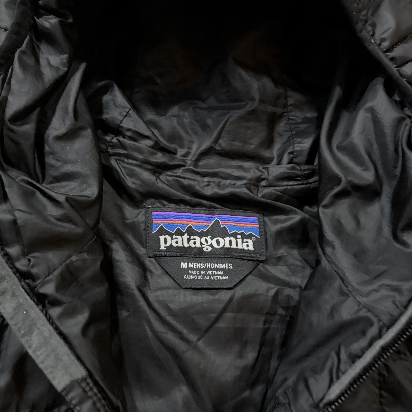 Patagonia Nano Puff Hoody Jacket Men M Black Insulated Hooded Company Logo