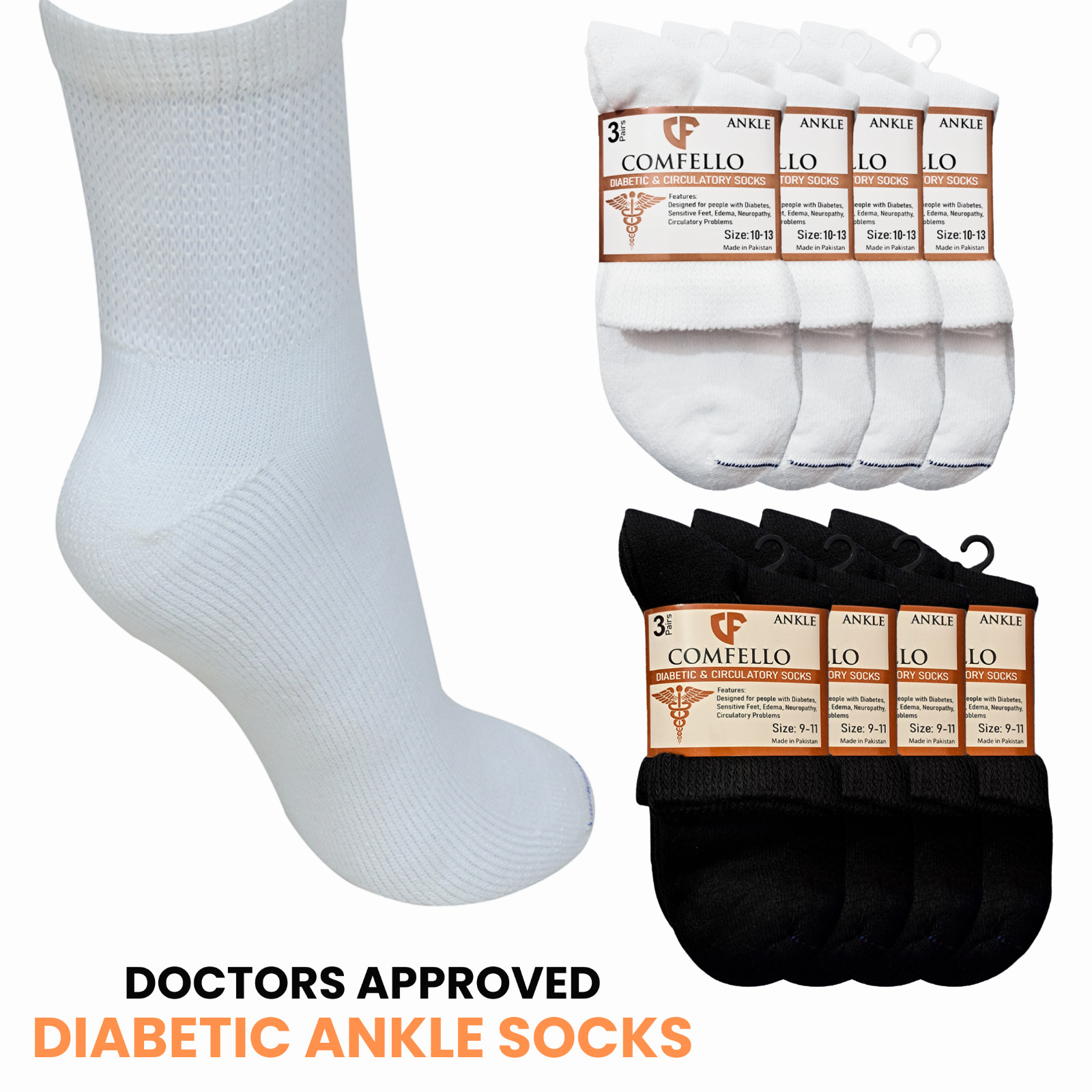 Diabetic Ankle Quarter Socks for Men Women Wholesale Bulk Lot Health Circulatory