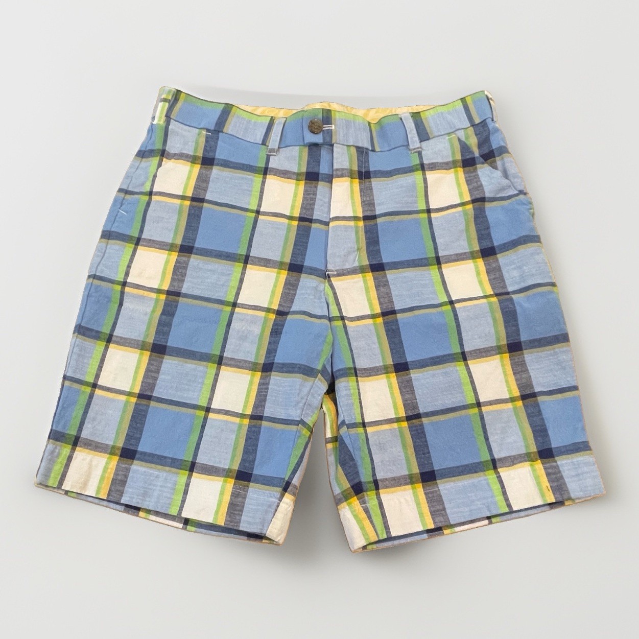Loudmouth Shorts Plaid Men’s Size 32 Golf 10” Inseam Preppy Blue Yellow Resort