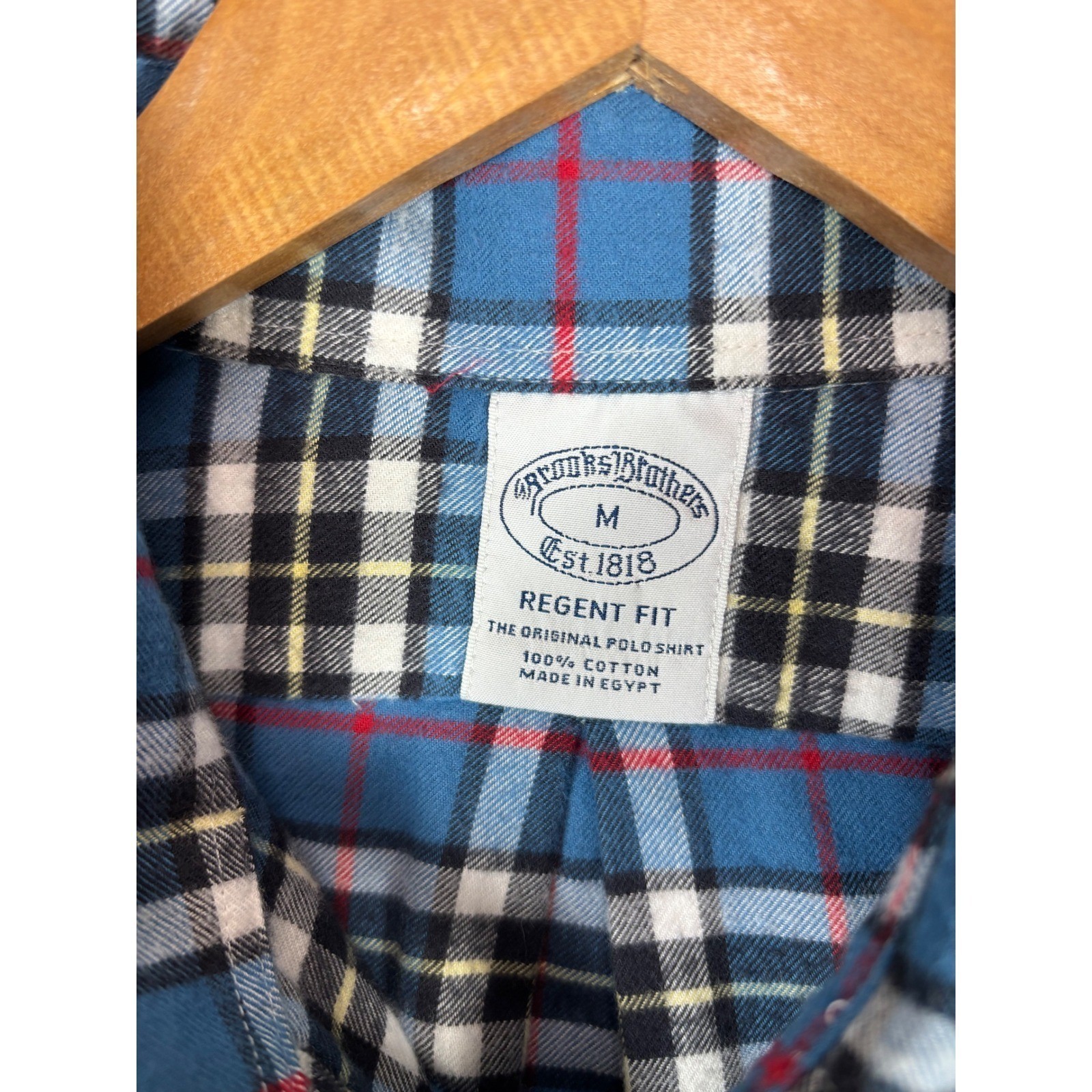 Brooks Brothers Regent Fit Mens Blue Flannel Cotton Button Down Shirt Sz M NWOT