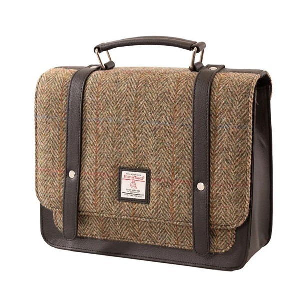 Maccessori Harris Tweed & Vegan Leather Messenger Bag Adjustable Cross Strap