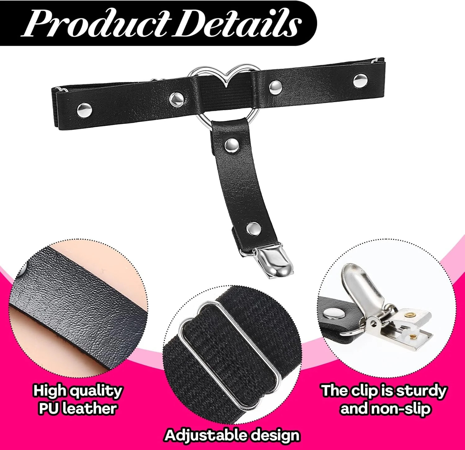 2 Pcs Leg Garter Adjustable Love Heart Garter Belts For Women Thigh Garter With