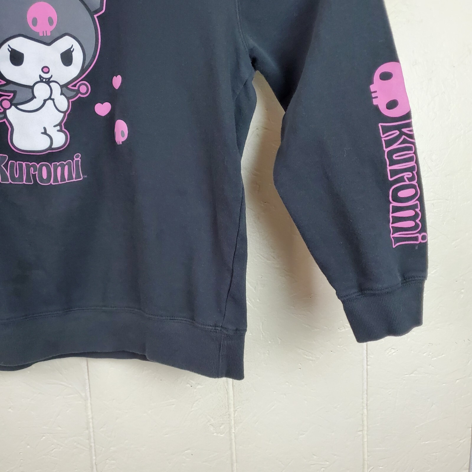 Kuromi Sweatshirt Womens Extra Large Black Crew Neck Long Sleeve Graphic Stretch