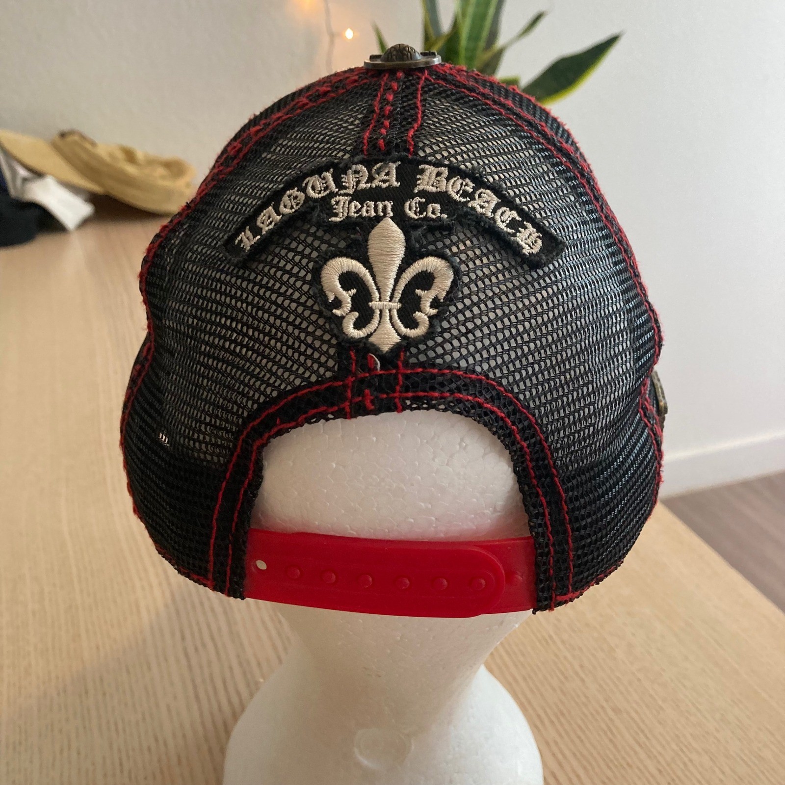 Laguna Beach Jean Co Hat Mens OS Cross Y2K Grunge Gothic Embroidered Distressed