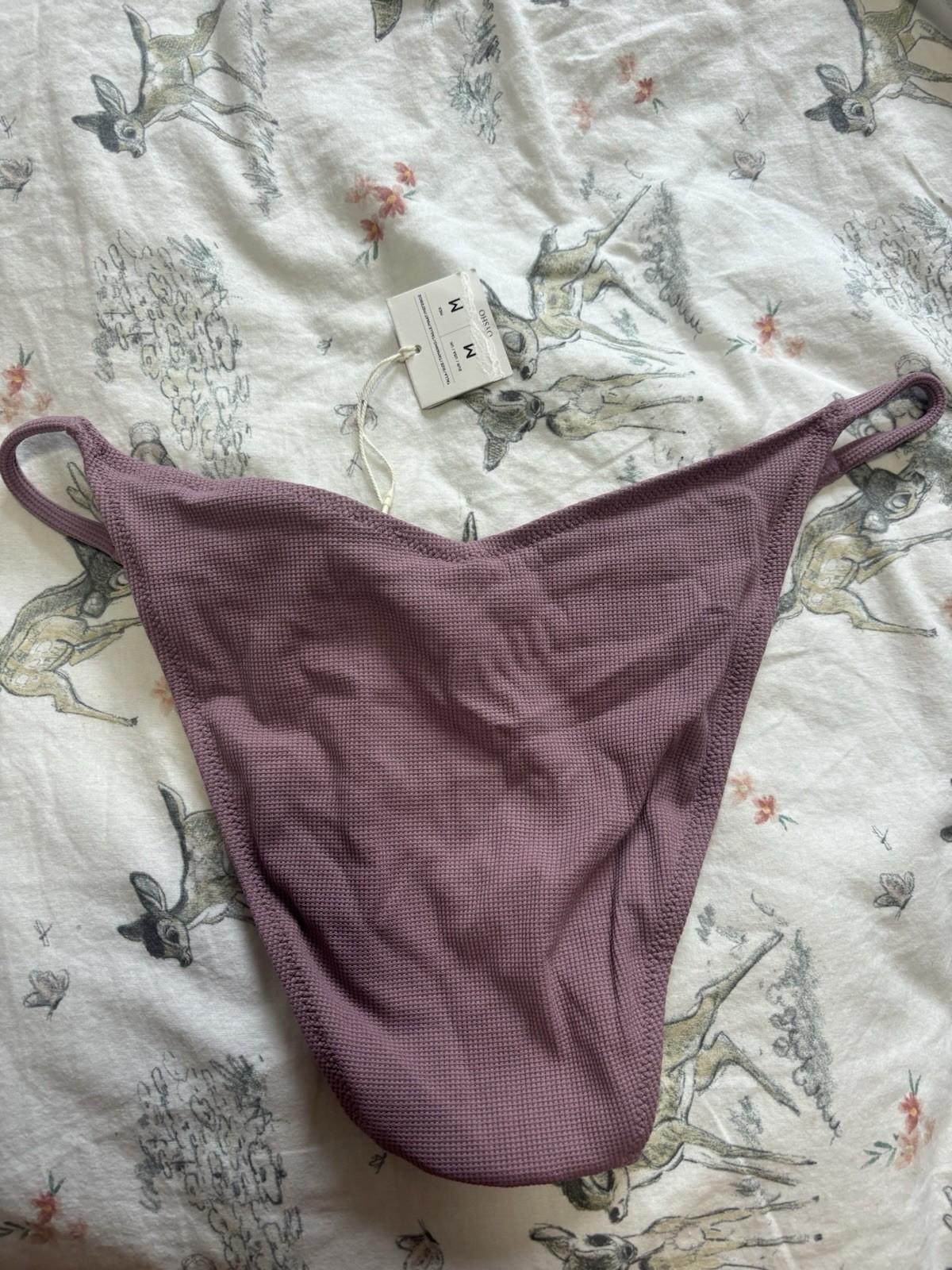 NEW WITH TAGS Oysho Join Life Bikini Bottoms dusky purple ribbed fabric Size M