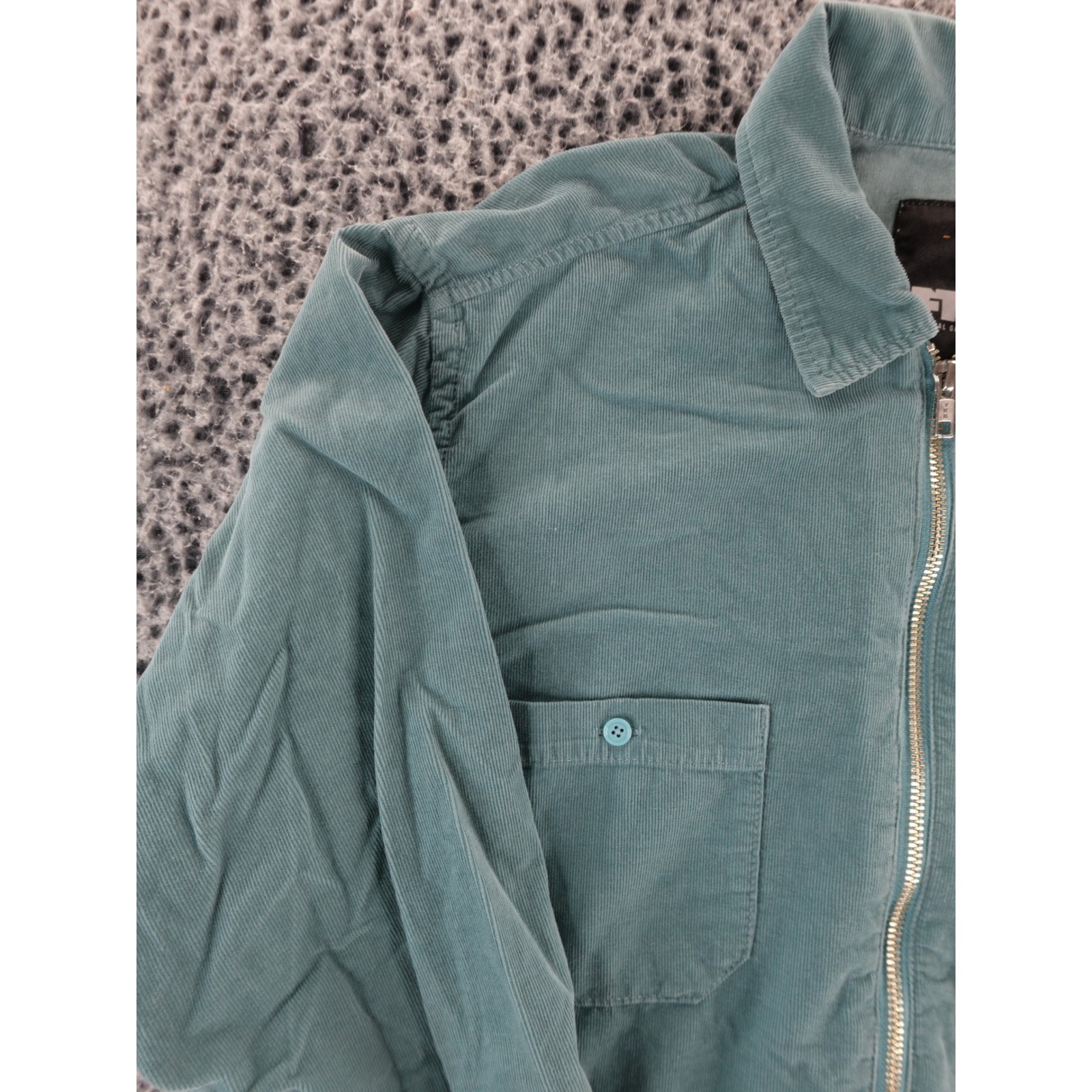 FTC Original Garments Corduroy Zip Up Shirt Jacket Teal Mens Medium