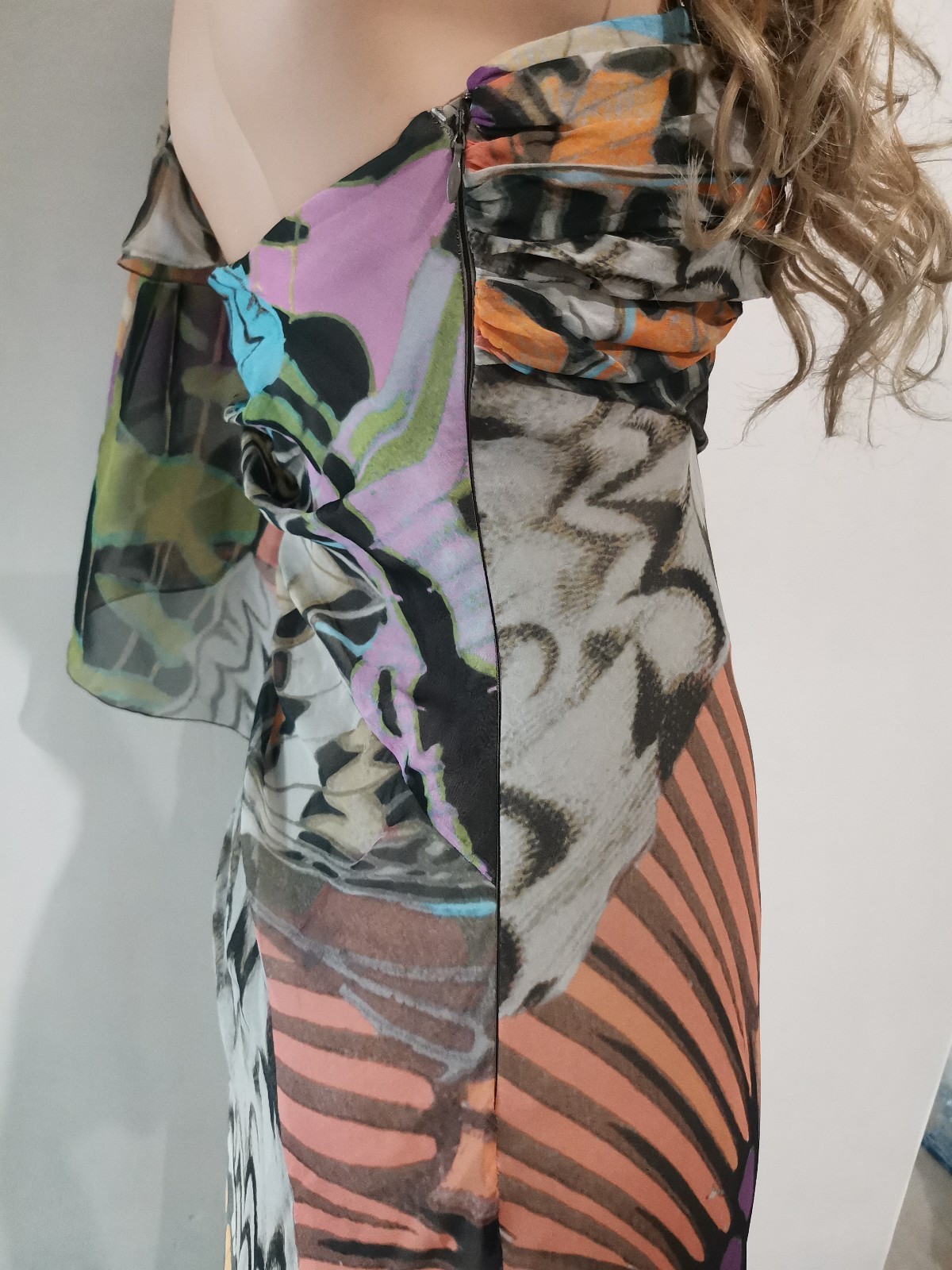 🆓US🛃 RESORT 2011 ALBERTA FERRETTI Abstract Print corset silk maxi Dress IT 40