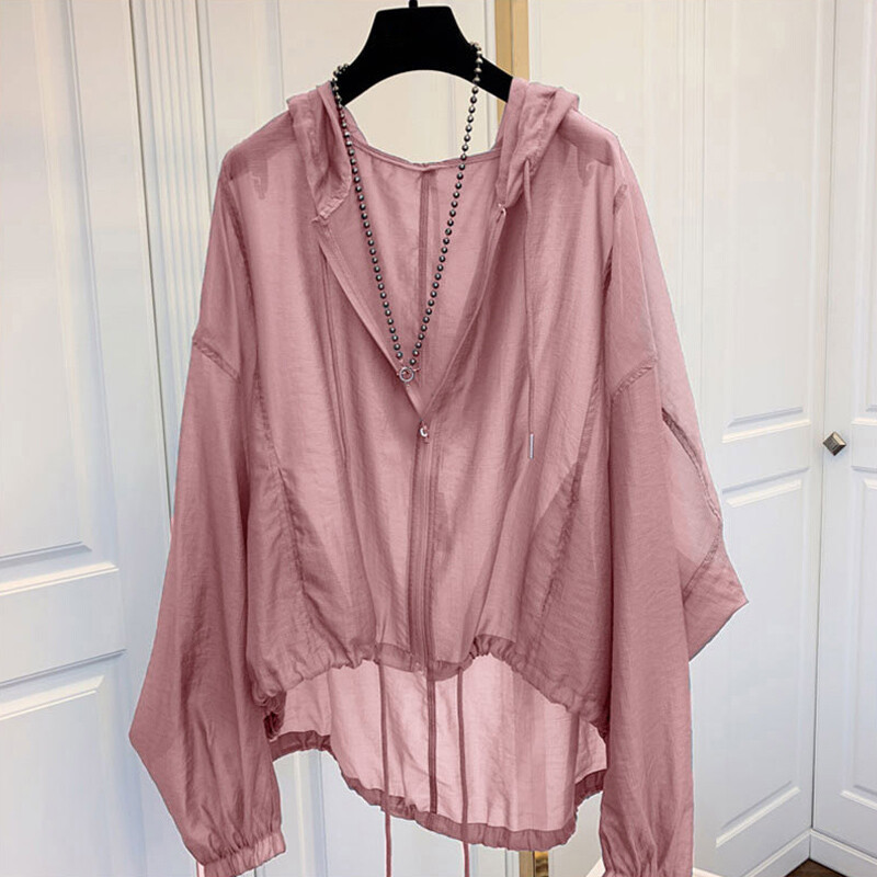 Womens Summer Sun-proof Hooded Jackets Coats Loose Breathable Lightweight Tops