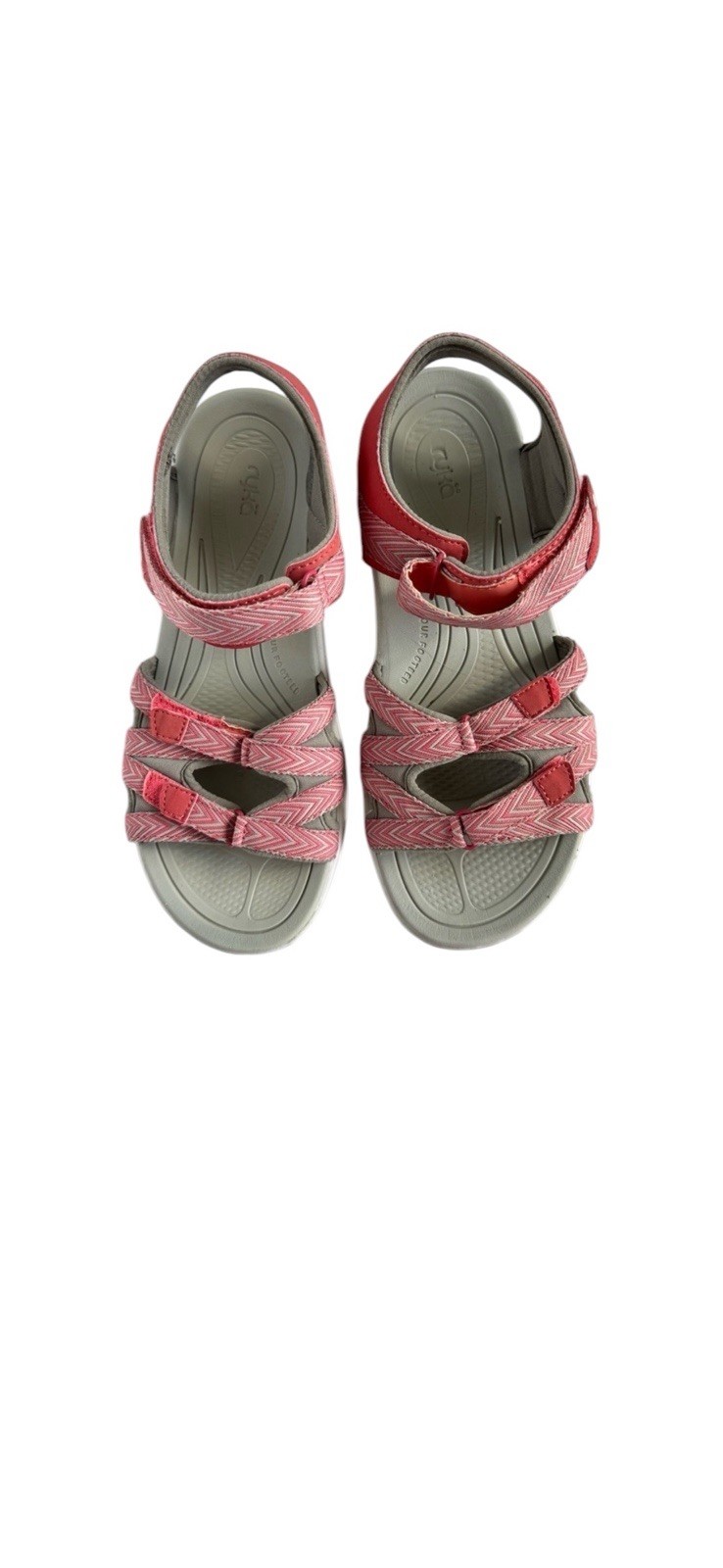 Ryka Pink/Gray Strappy Hook & Loop Adjustable Sandals Size 8.5 Womens