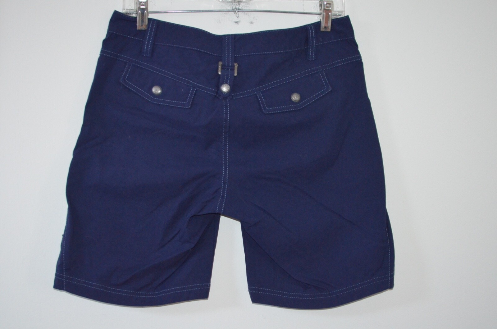 Athleta Blue 95% Nylon/5% Spandex Zip Pocket Bermuda Shorts Size 6