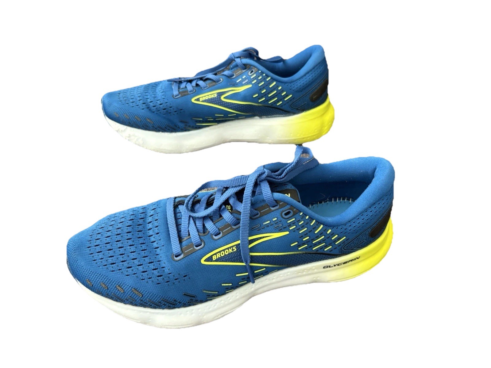 Brooks Glycerin Sneakers Sz 10.5 Medium Electric Blue Shock Yellow Mens Shoes