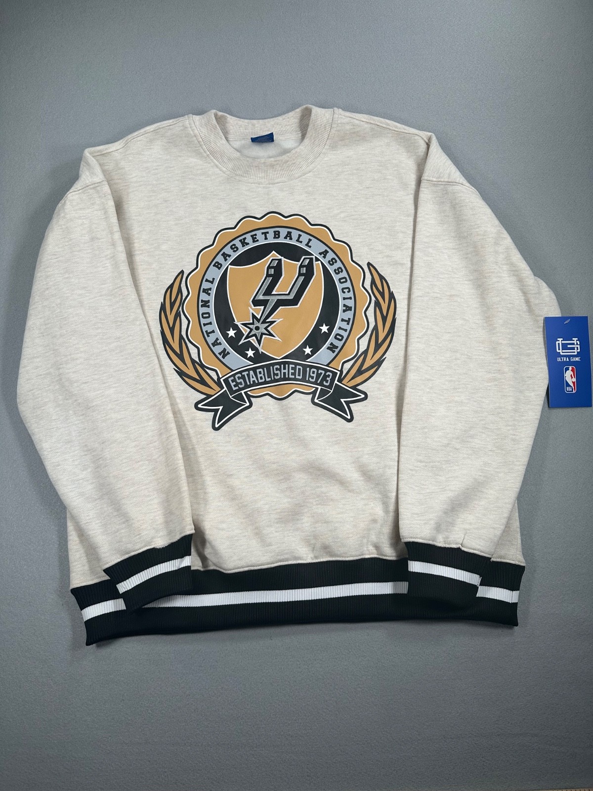 Retro San Antonio Spurs Ultra Game NBA Crewneck Sweatshirt Men’s Med Oatmeal NWT