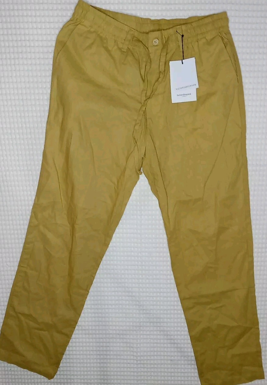 Womens Premium Soft Linen Cotton Pants Relaxed Fit Comfort Drawstring Medium