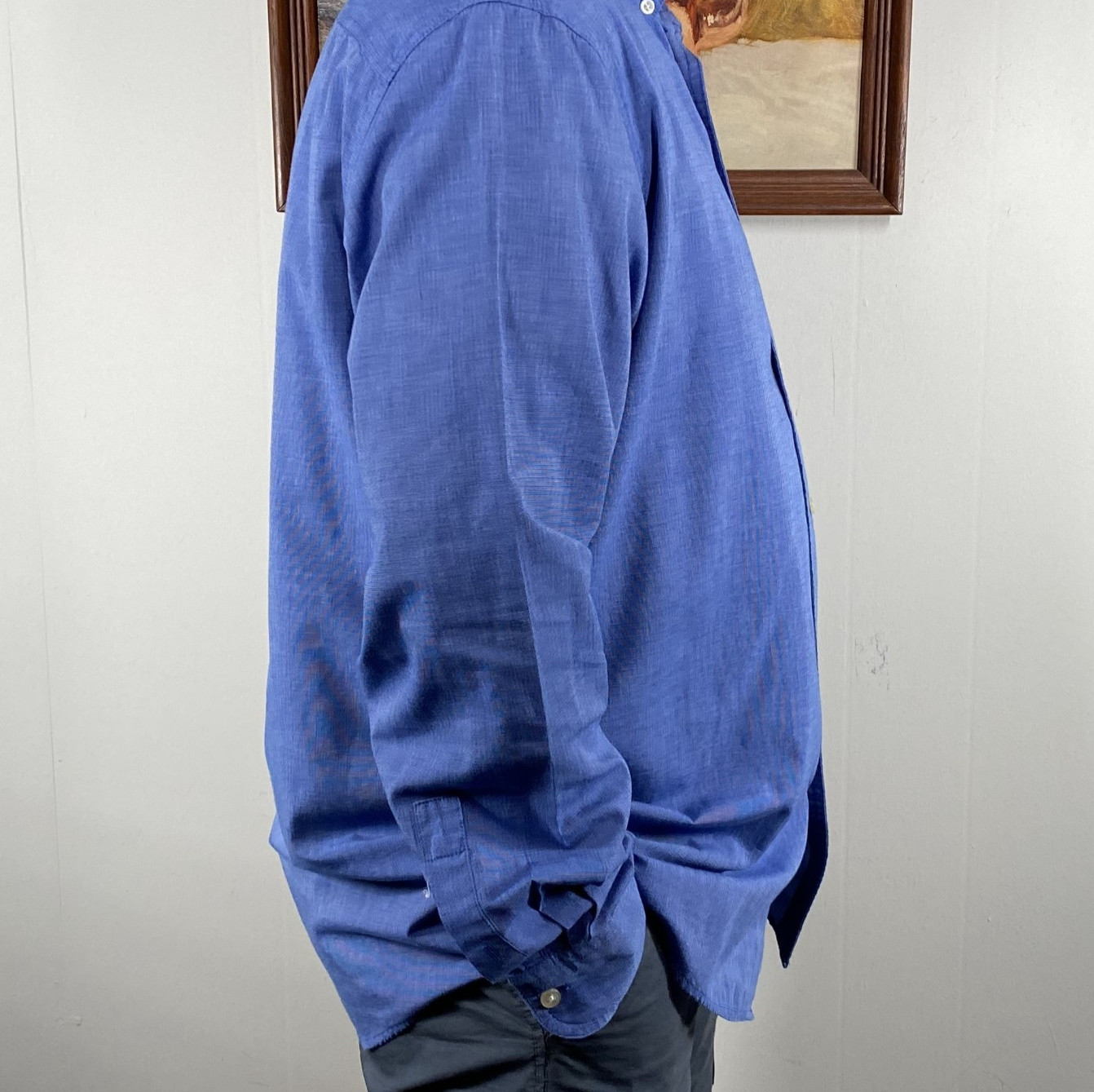 Chaps Button Down Shirt Top Men’s Large Blue Long Sleeve Pockets Easy Care