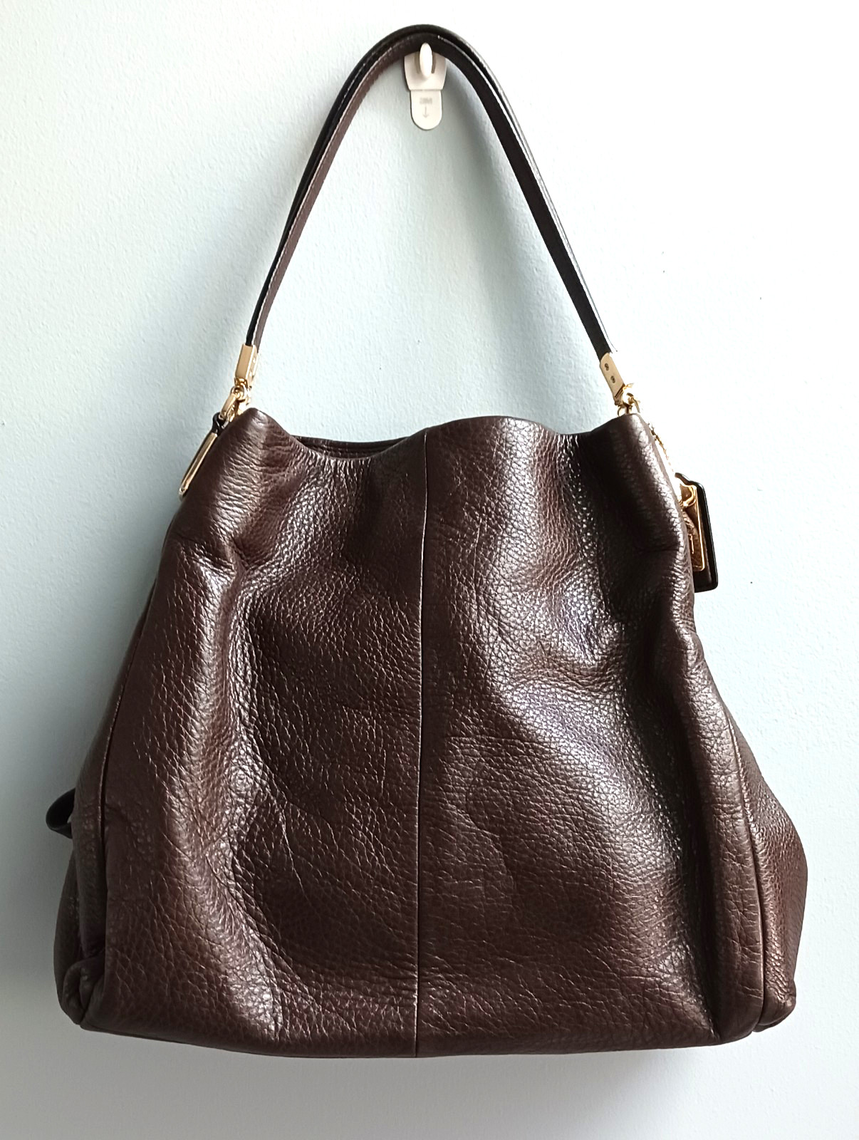 Vintage Coach Madison Phoebe 26224 DARK BROWN Pebbled Leather Bag 2010s * NOS