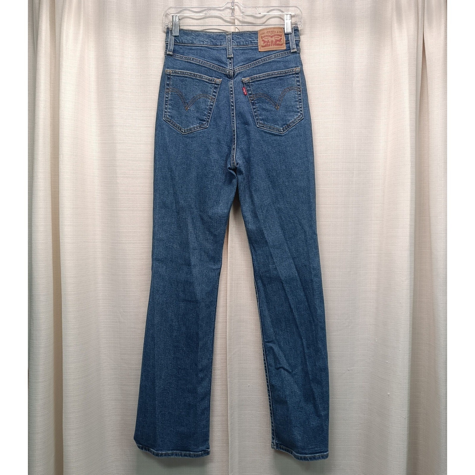 Levis Ribcage Bootcut Jeans Womens 29 High Rise Button Fly Blue Denim (26×31.5)