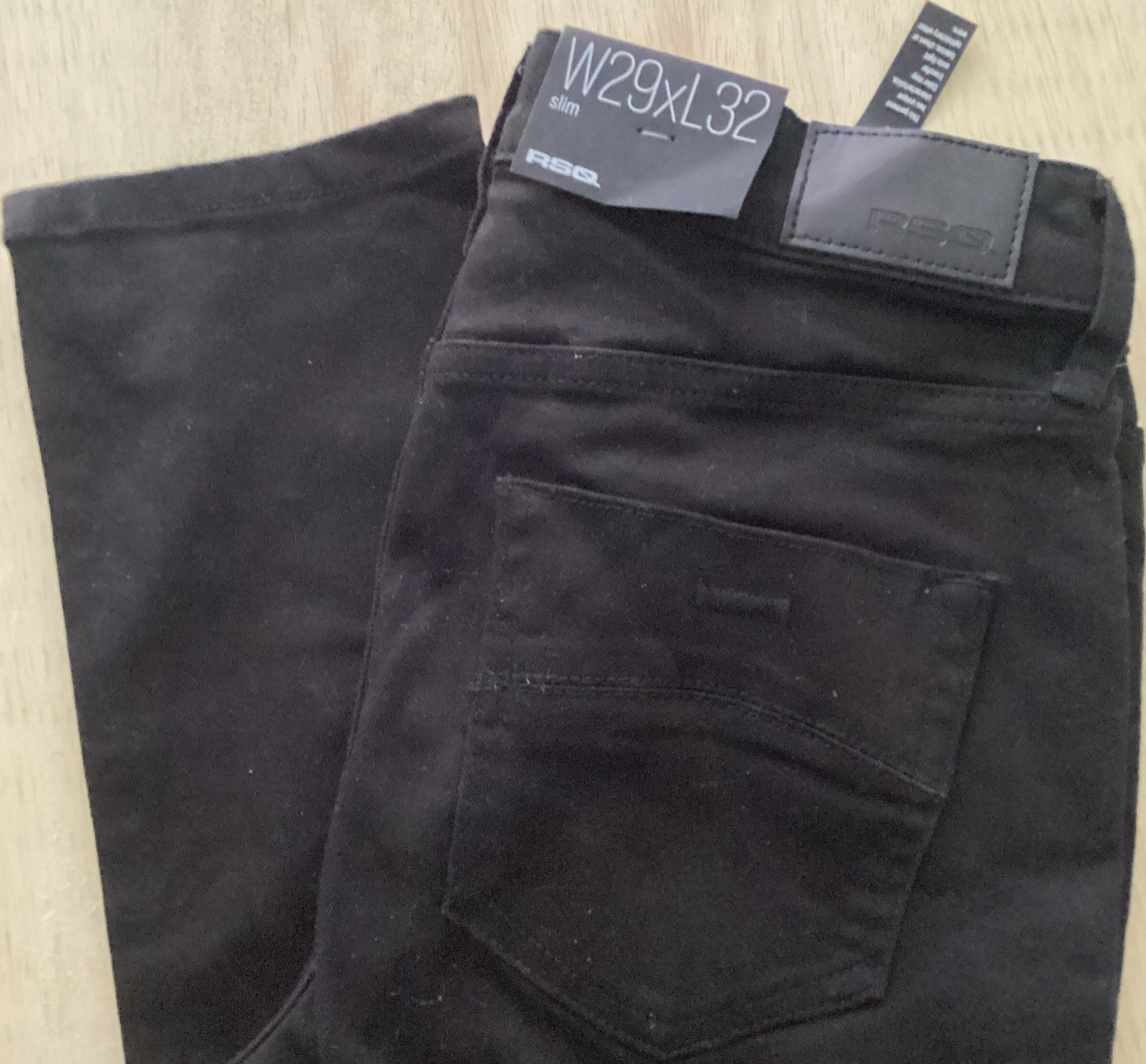 RSQ Slim Jeans Black Denim 5-Pocket Dark Wash Men’s Regular Fit