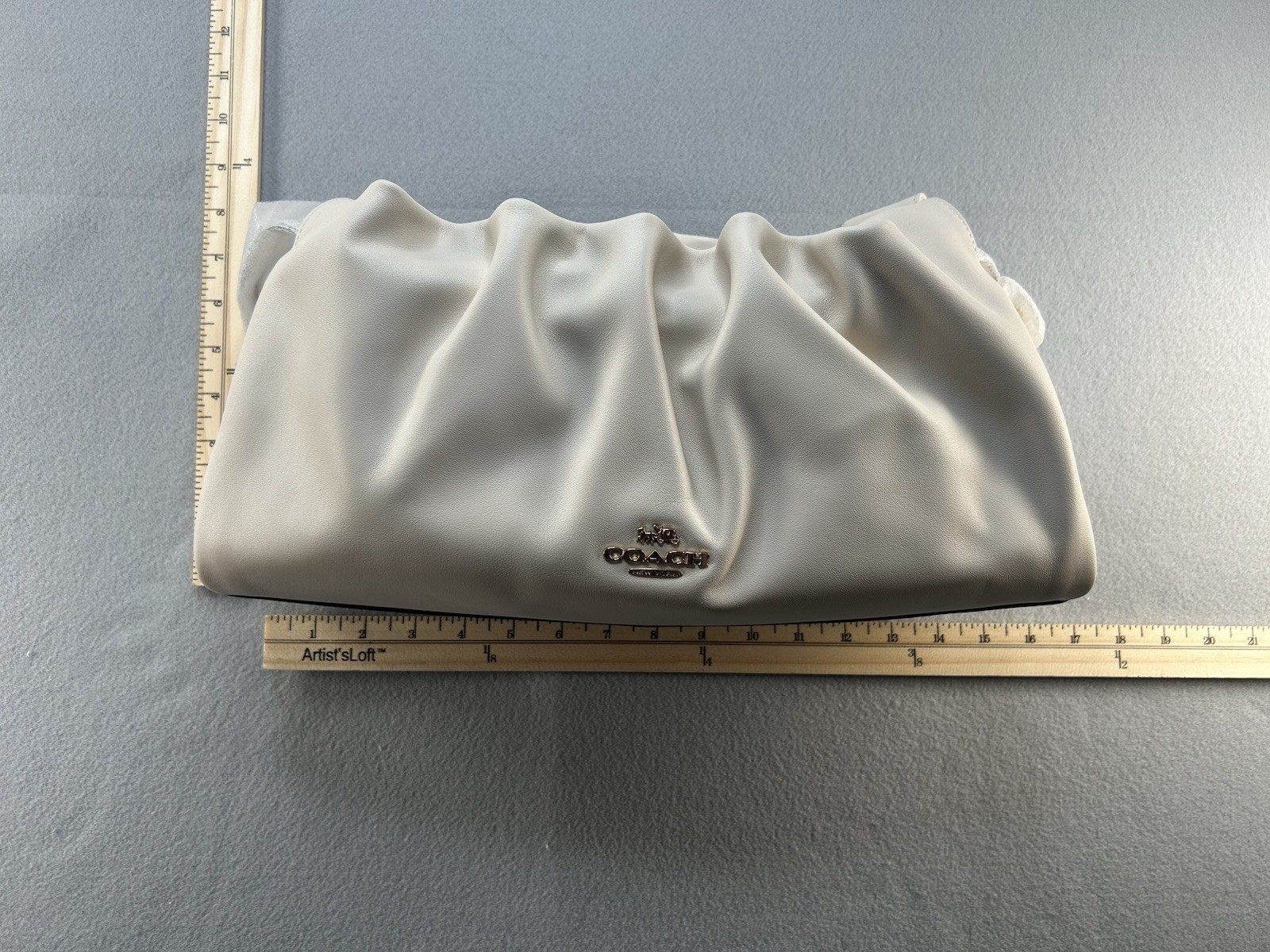 Coach Large Faye Clutch CCE68 Chalk Bone White Leather Bag New With Tags NWT