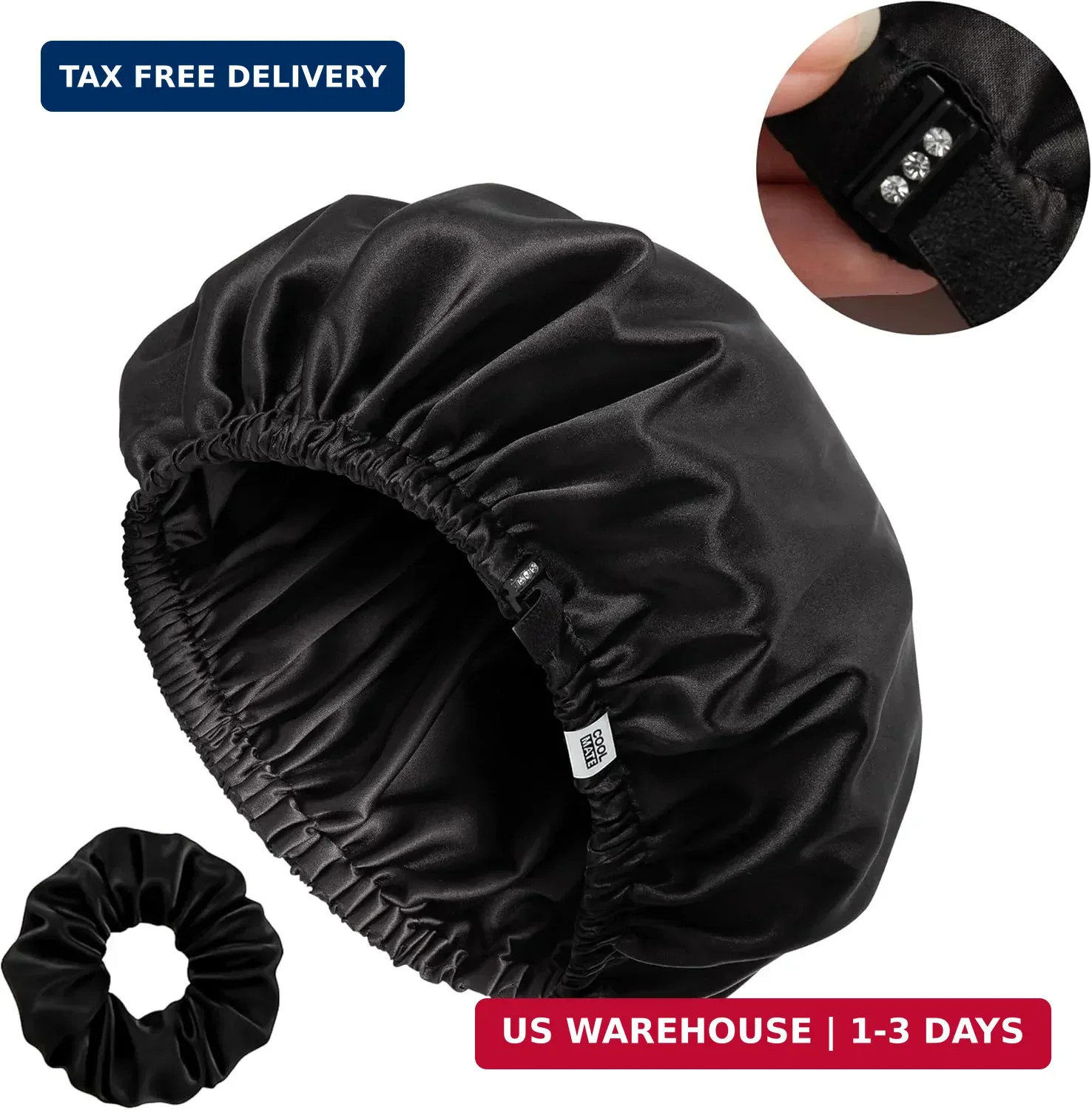 CoolMate Adjustable Satin Silk Bonnet for Sleeping Women, Tie Double Lined Silk