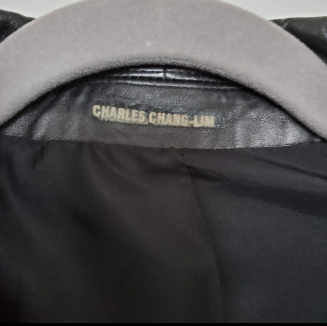 Charles Chang Lima Black Leather Sz 8 Jacket Lambskin Hidden Snap Silk LIned