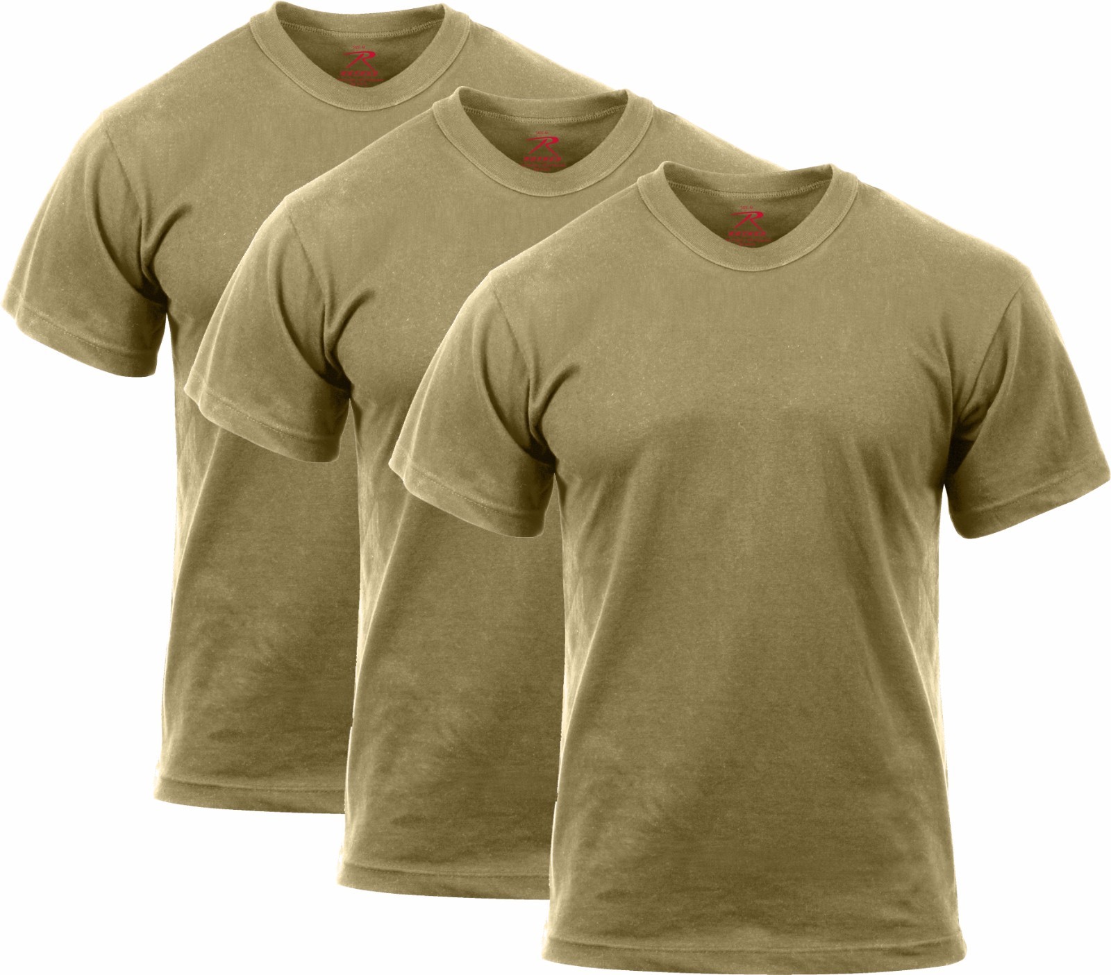 3 PACK -Coyote Brown Official AR 670-1 US Army Compliant Solid Military T-Shirts