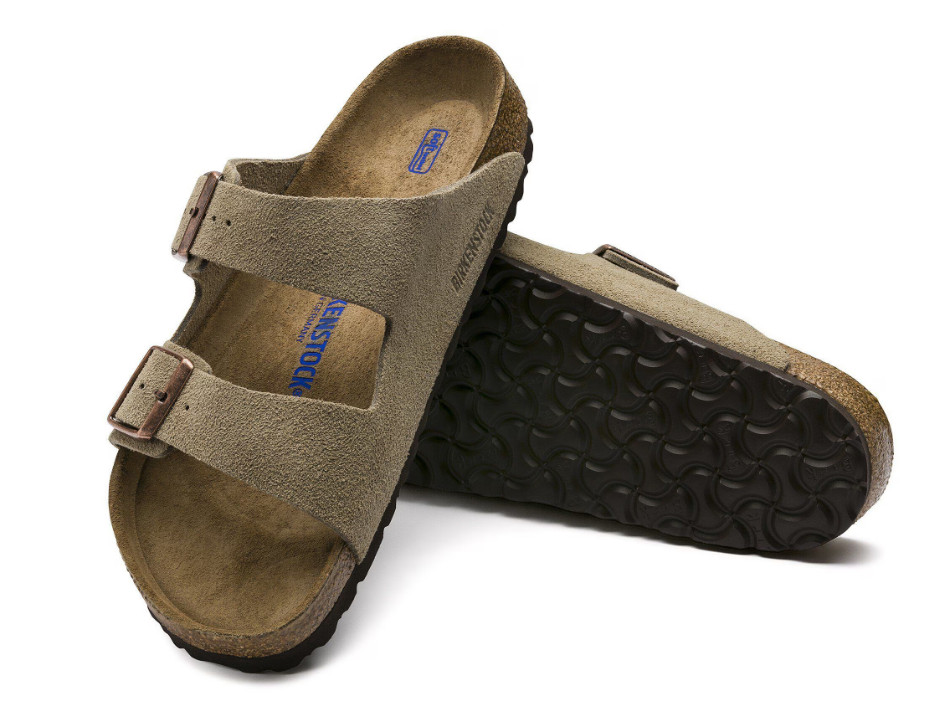 Birkenstock Arizona Soft Footbed Suede Leather Sandals Taupe-Mocha-Mink-Black