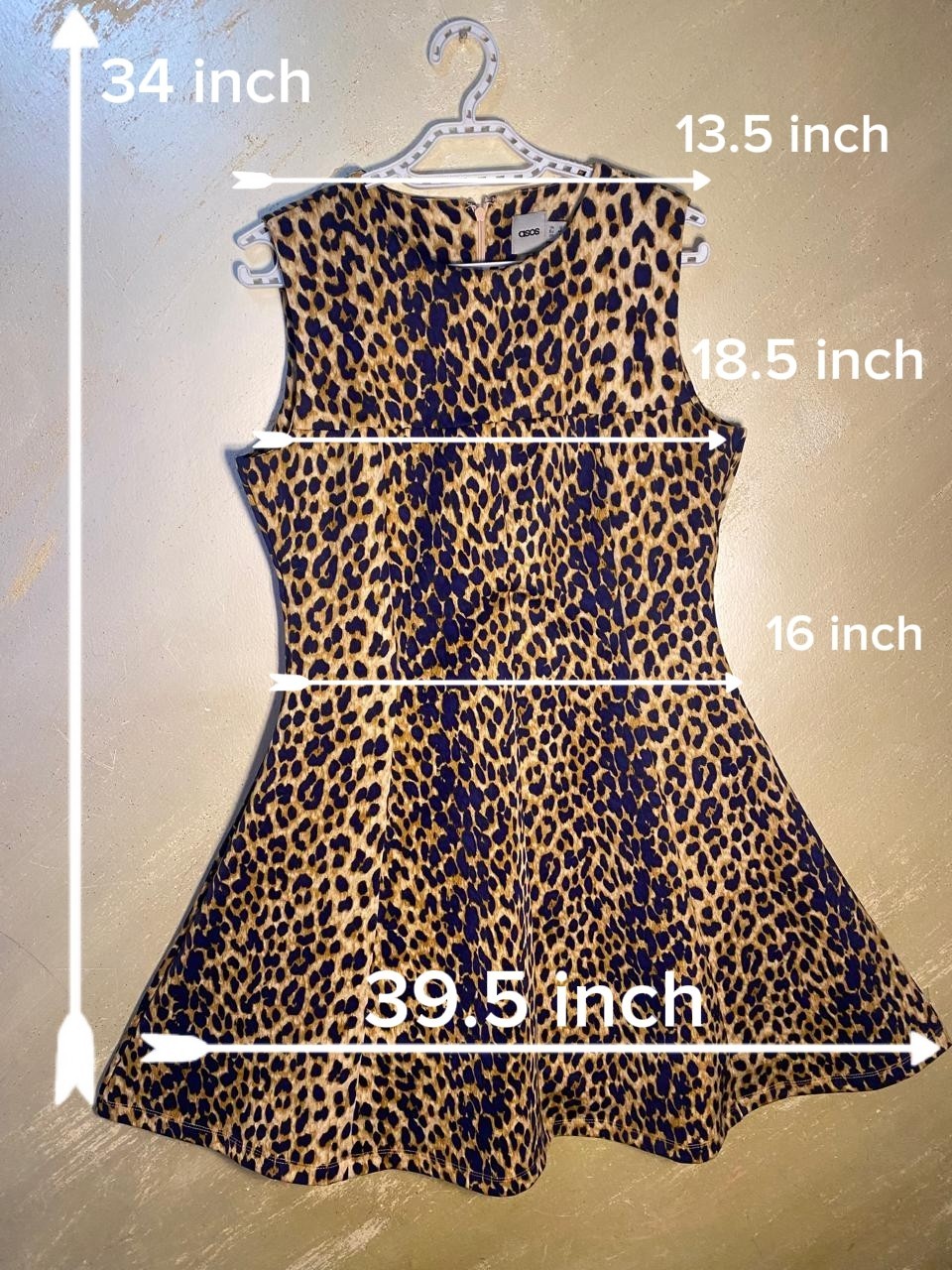 ASOS Leopard Print Summer Mini Dress – Sleeveless – Size UK 12