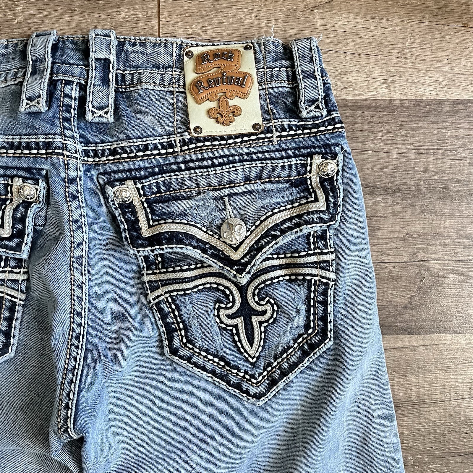 Rock Revival Mens “Wesley” Straight Mens 33×32 (32×32) Light Blue Denim 🔥