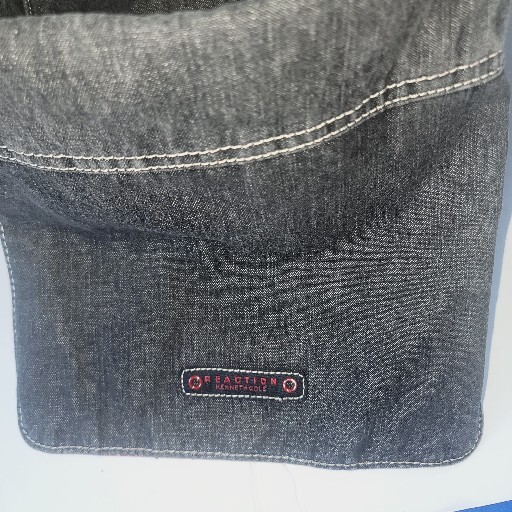 Reversible Purse Red Bandana or Solid Gray Denim by Reaction UNIQUE Cross Body
