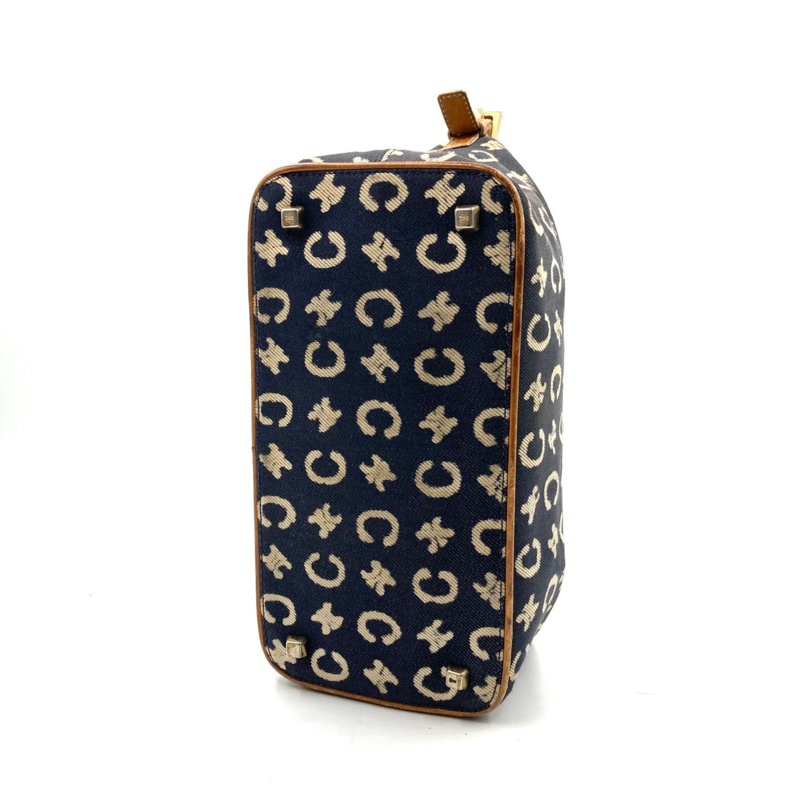 CELINE ShoulderBag Pouch Pochet C Macadam Canvas Leather Vintage Auth From Japan