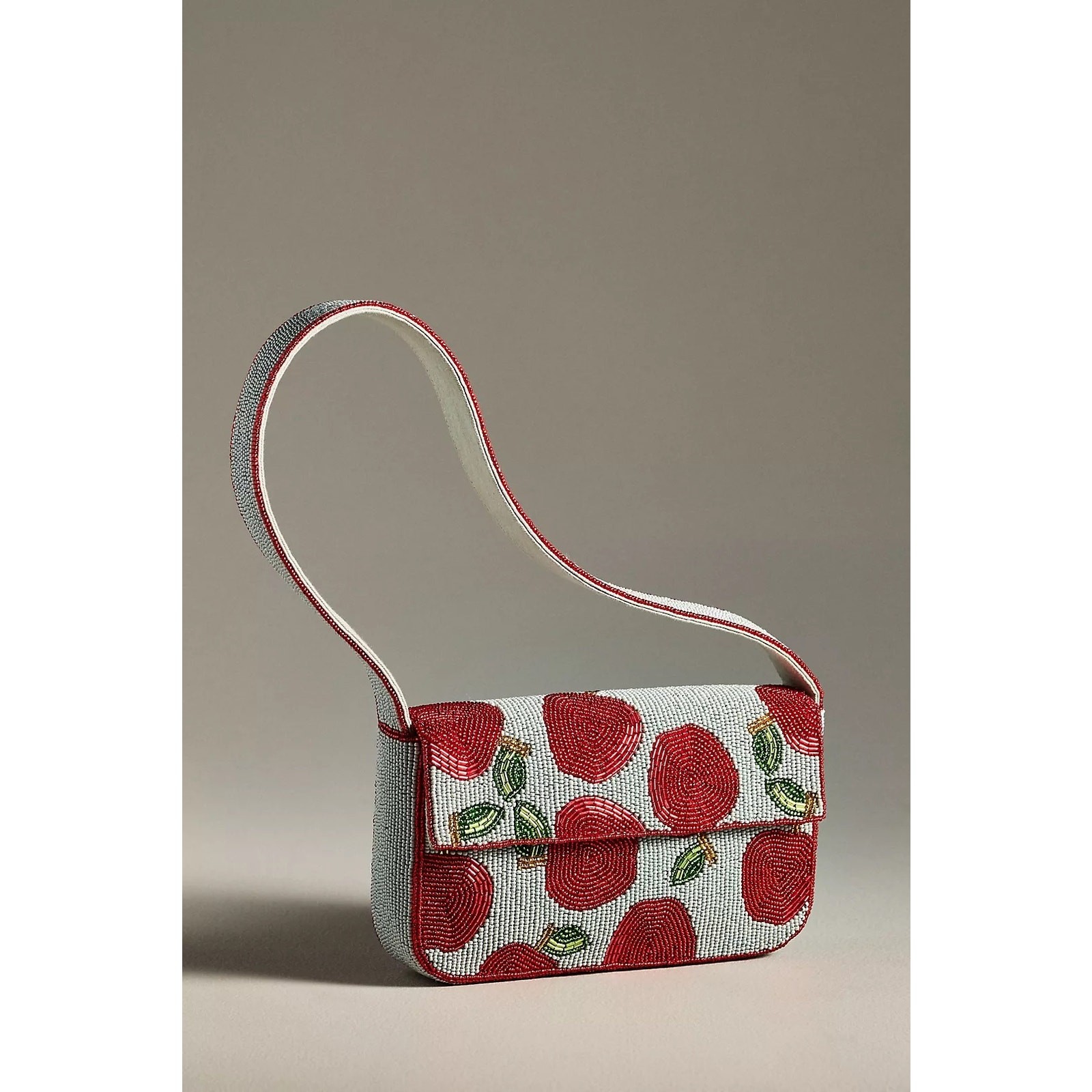 nwt ANTHROPOLOGIE The Fiona Beaded Bag: Food Icon Edition Apples Motif