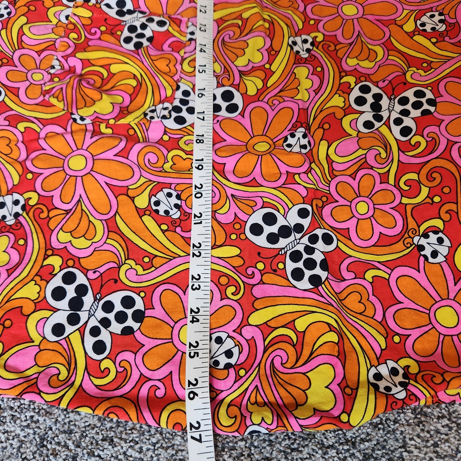 Vtg 60s Psychedelic DESIGN HOUSE Artist MCM Smock Apron MOD Flower Power Ladybug