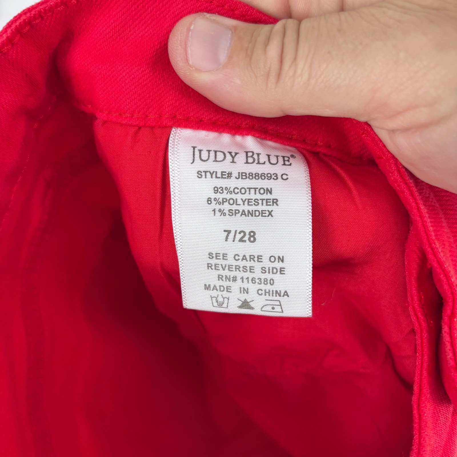 Judy Blue 90’s High Rise Straight Jeans Womens 7/28 Red Stretch Garment Dyed NEW