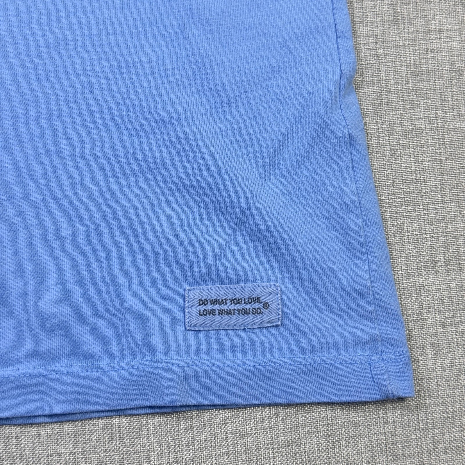 Life Is Good Womens Large Blue V-Neck Floral T-Shirt Cotton Tagless Relaxed Fit