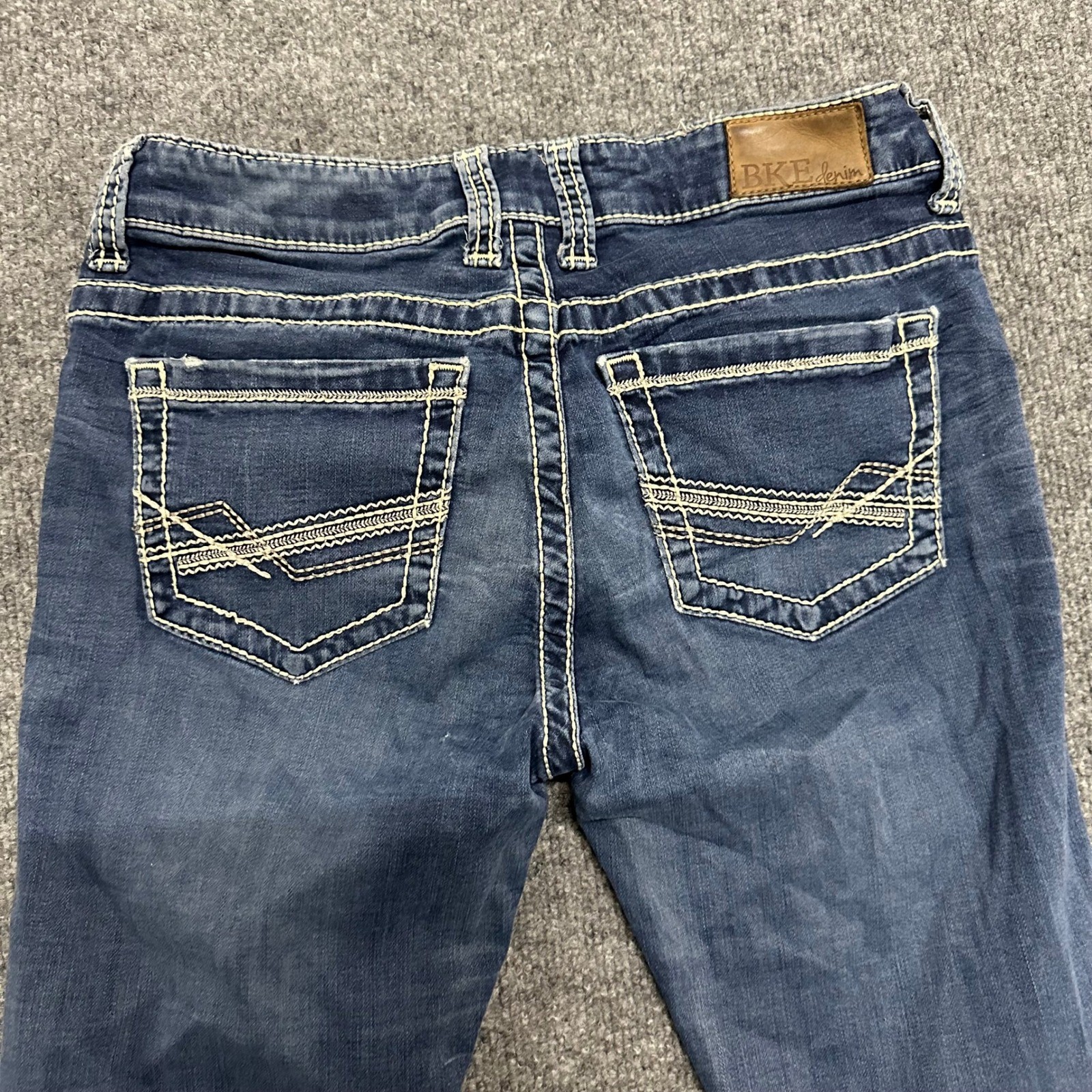 BKE Jeans Womens Size 26R Patton Slim Bootcut Blue Contrast Stitch Stretch Denim