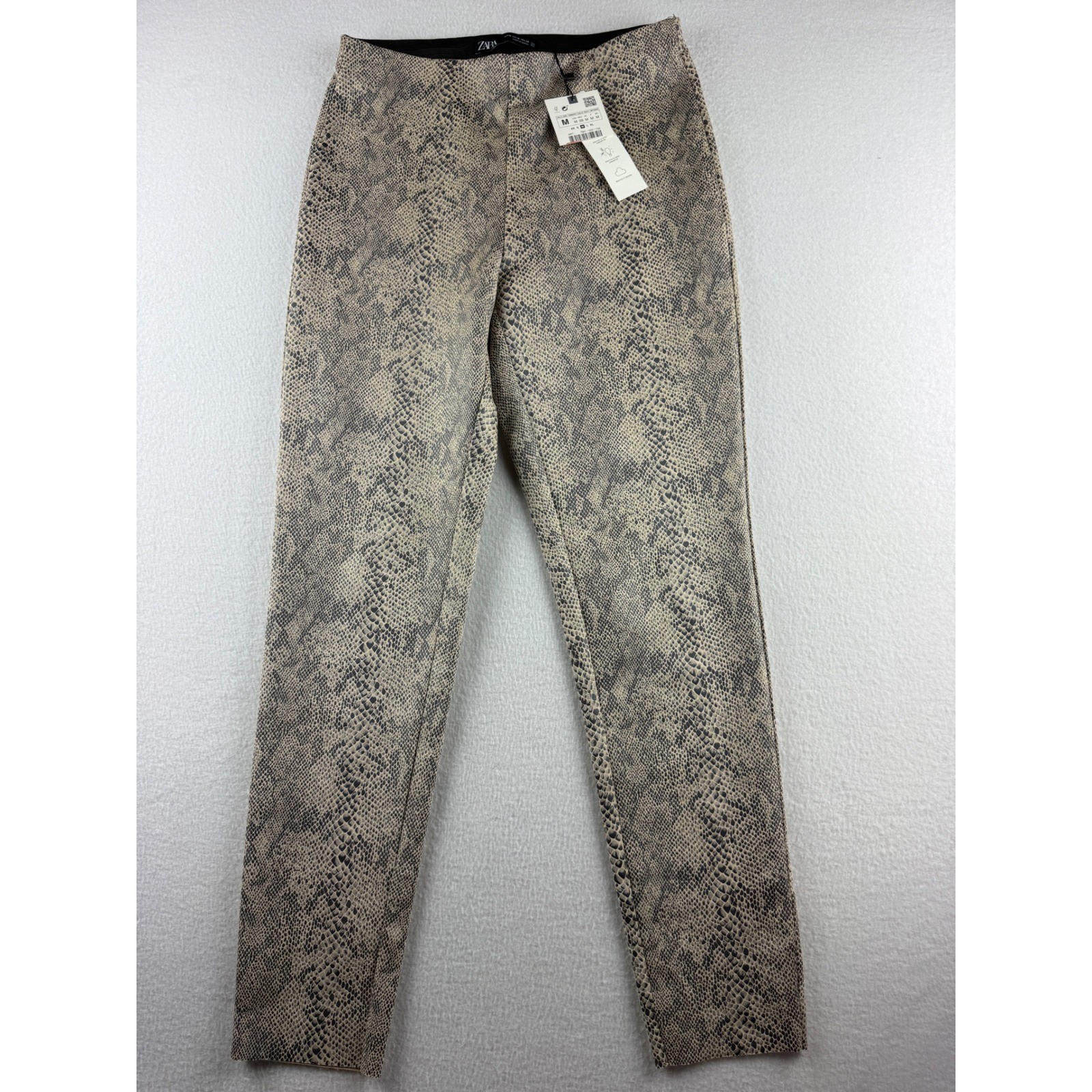 Zara Womens High Rise Snakeskin Print Leggings Beige Gray Size M 7901/022/756