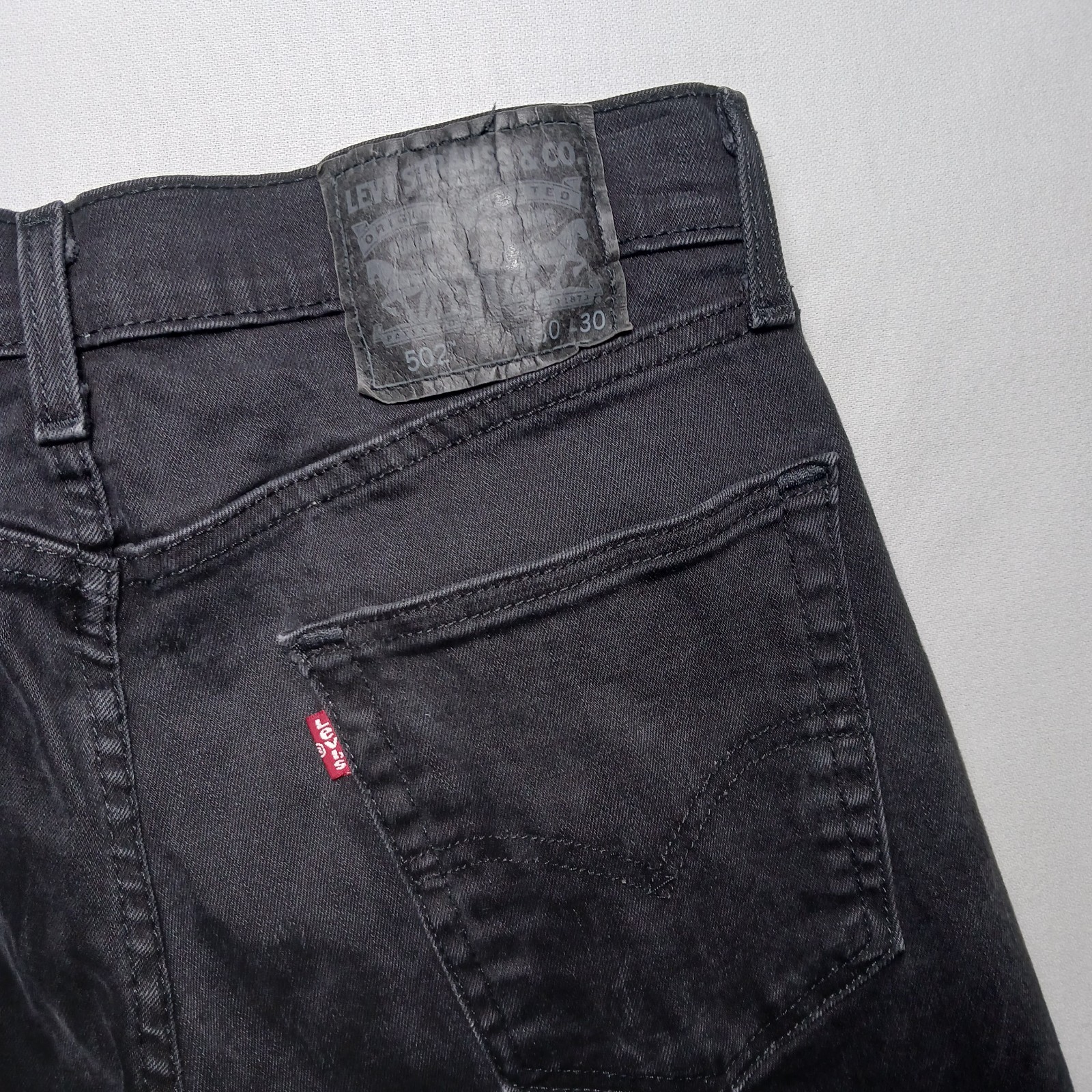 Levi’s 502 Mens Regular Tapered Fit Jeans 30X30 Black Wash Denim Stretch