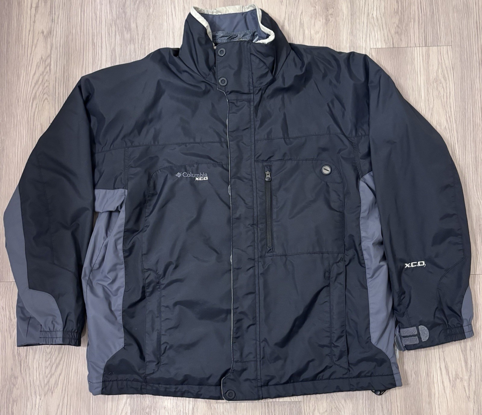 Columbia Jacket Mens L Black Full Zip 2in1 Shell With Detachable Liner