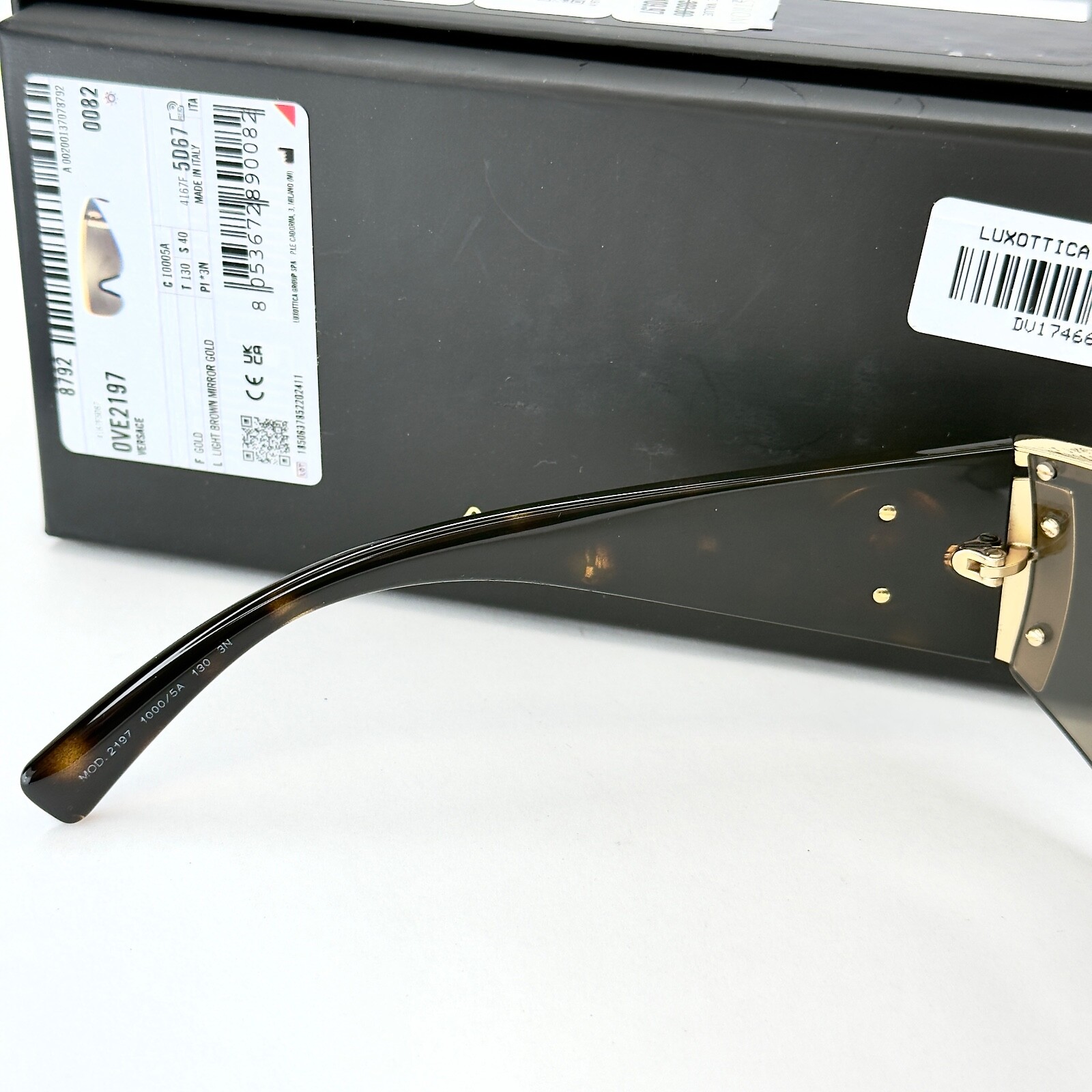 VERSACE 2197 TRIBUTE SHIELD Brown Gold Mirror VE2197 Unisex Wrap Mask Sunglasses
