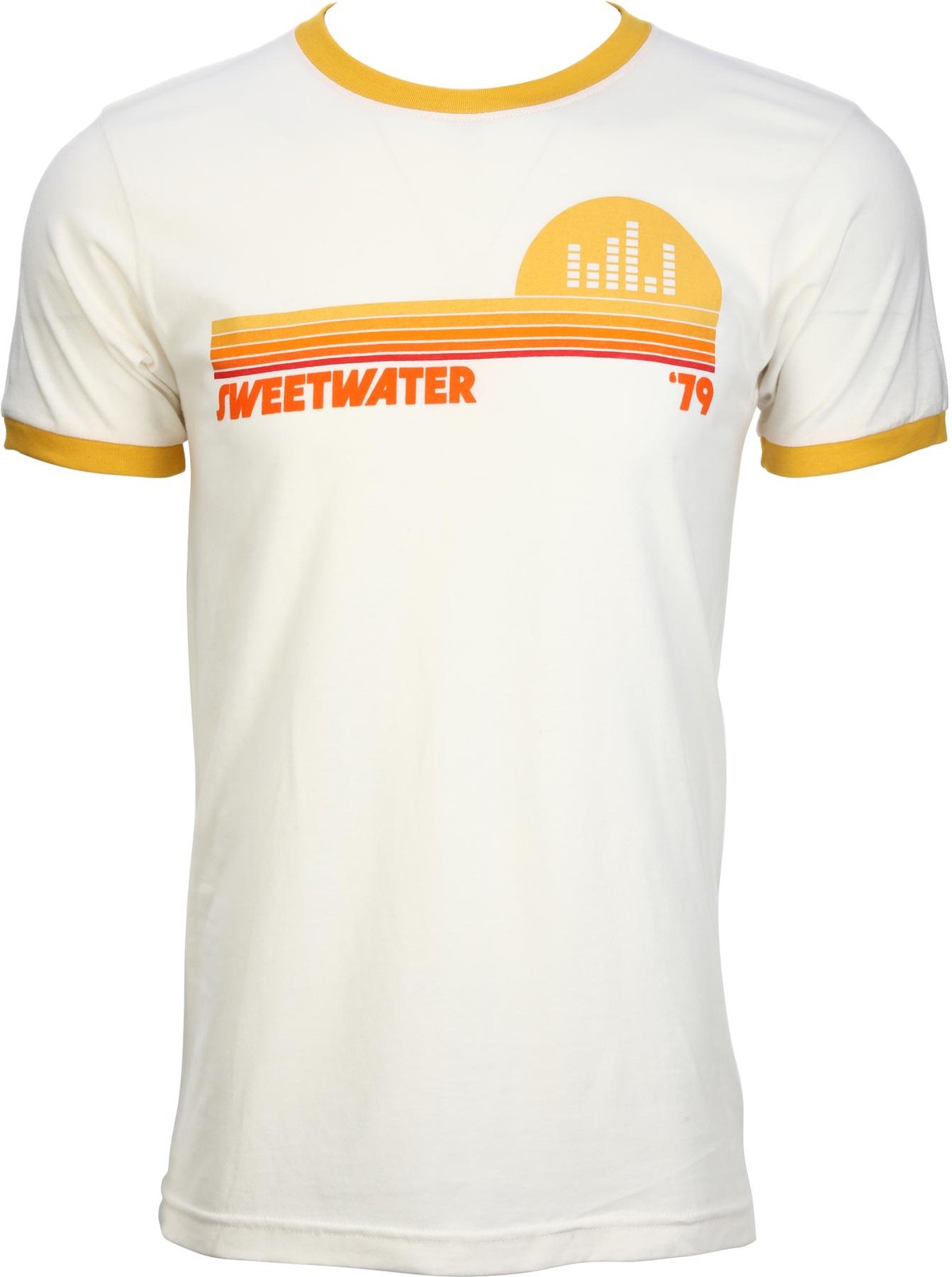 Sweetwater Retro Sunset Ringer Tee – Vintage White/Mellow Yellow, Small