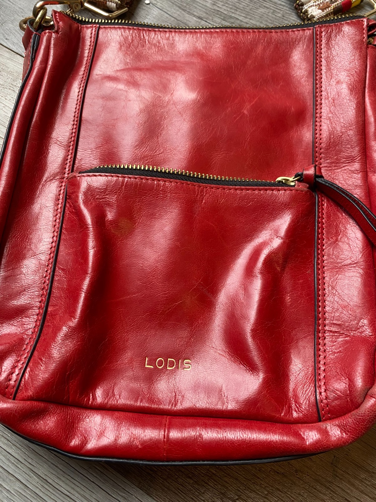 Lodis Red Leather Crossbody Messenger Bag Woven Guitar Strap Handbag Boho Rocker