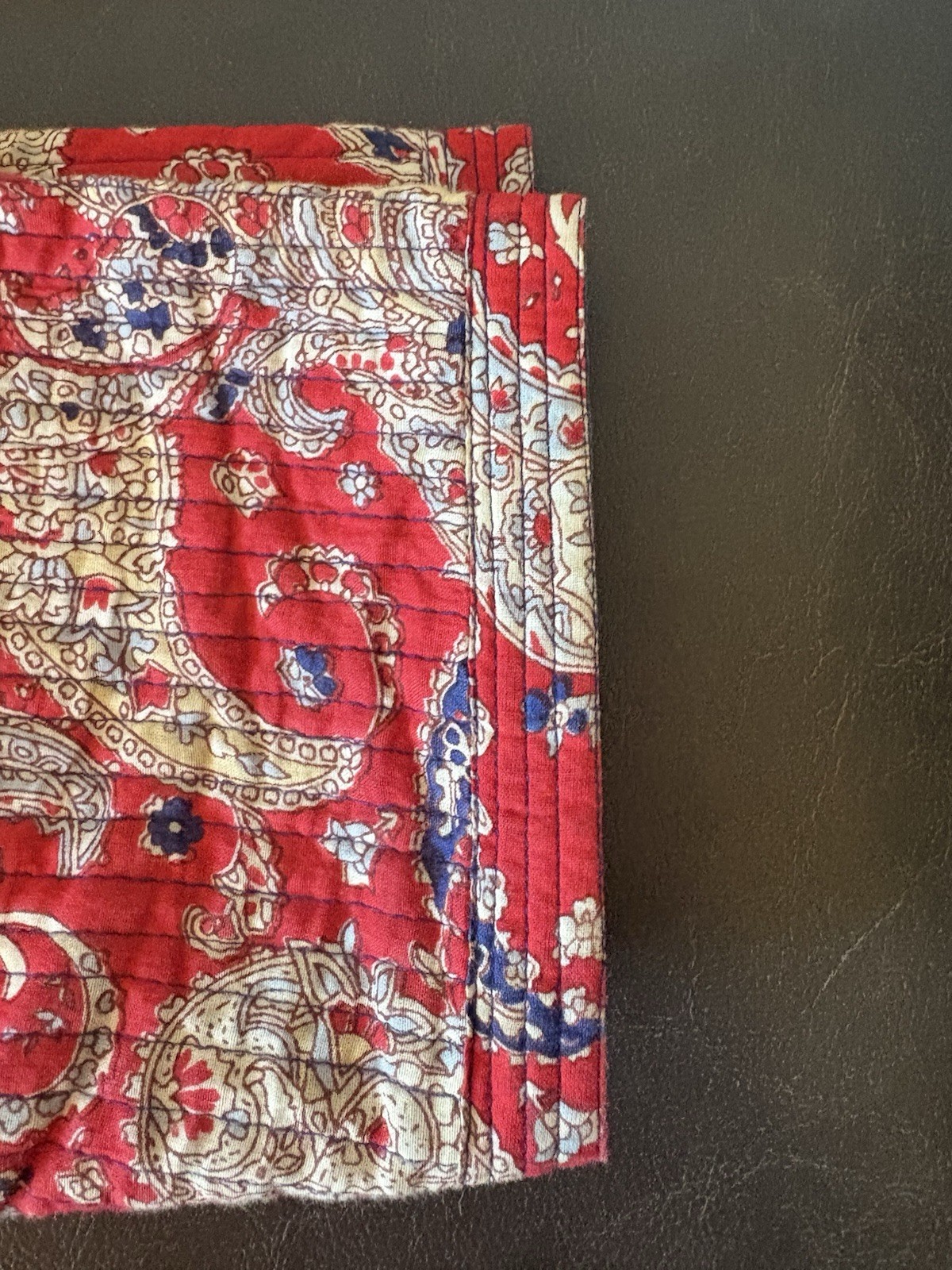 Handmade Quilt Top Blazer Blue Red Boho XL XXL 2xl Thin Quilted Button Shirt