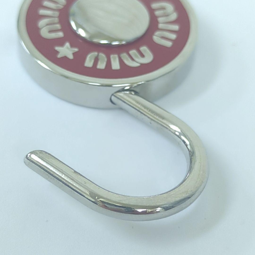 Authentic Miu Miu Padlock Charm Keychain Logo Key Red Silver Women’s Italy w/Box